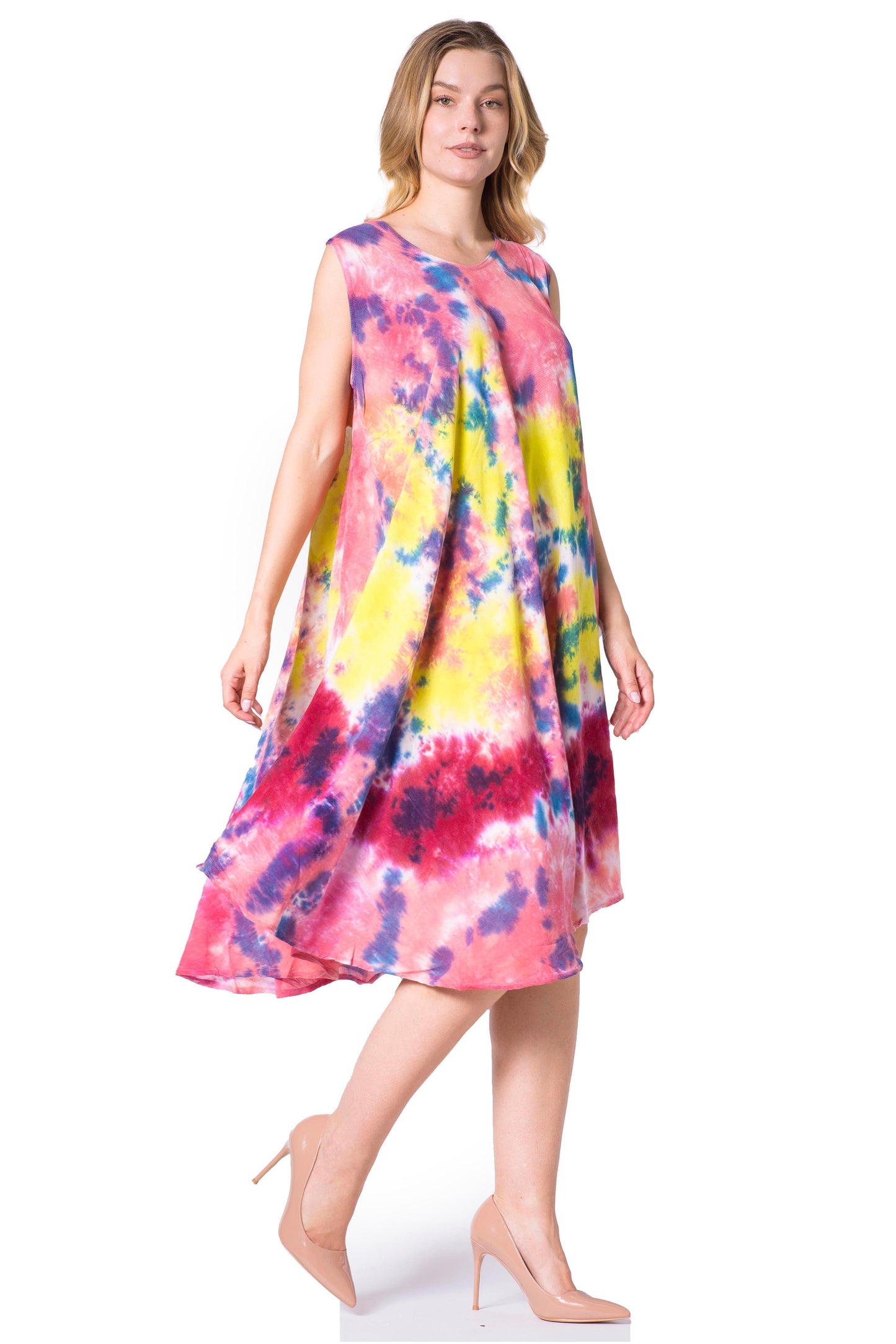 Sakkas Neja Women's Casual Maxi Summer Sleeveless Loose Fit Tie Dye Tank Dress - Concordia Style Boutique