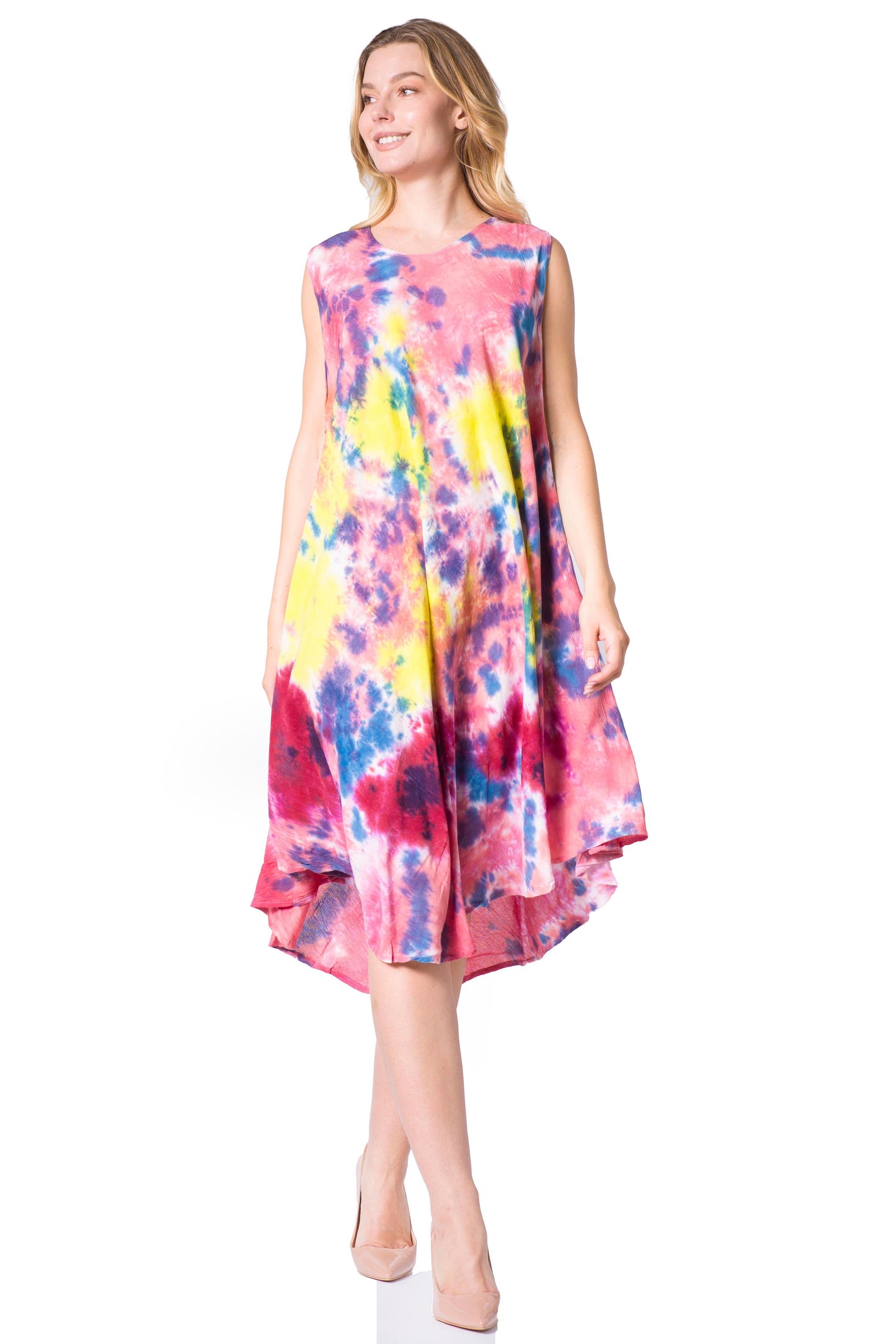 Sakkas Neja Women's Casual Maxi Summer Sleeveless Loose Fit Tie Dye Tank Dress - Concordia Style Boutique