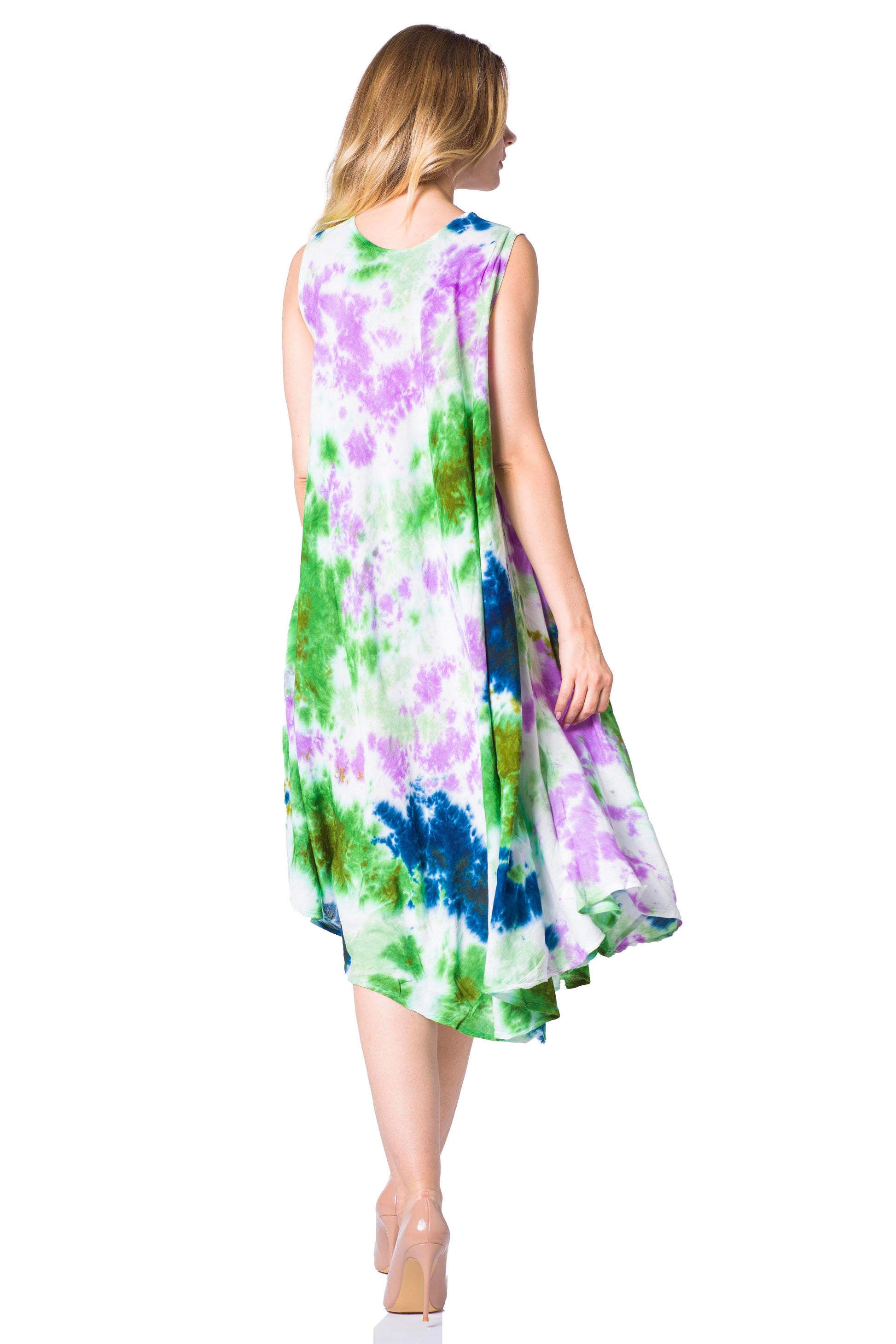 Sakkas Neja Women's Casual Maxi Summer Sleeveless Loose Fit Tie Dye Tank Dress - Concordia Style Boutique