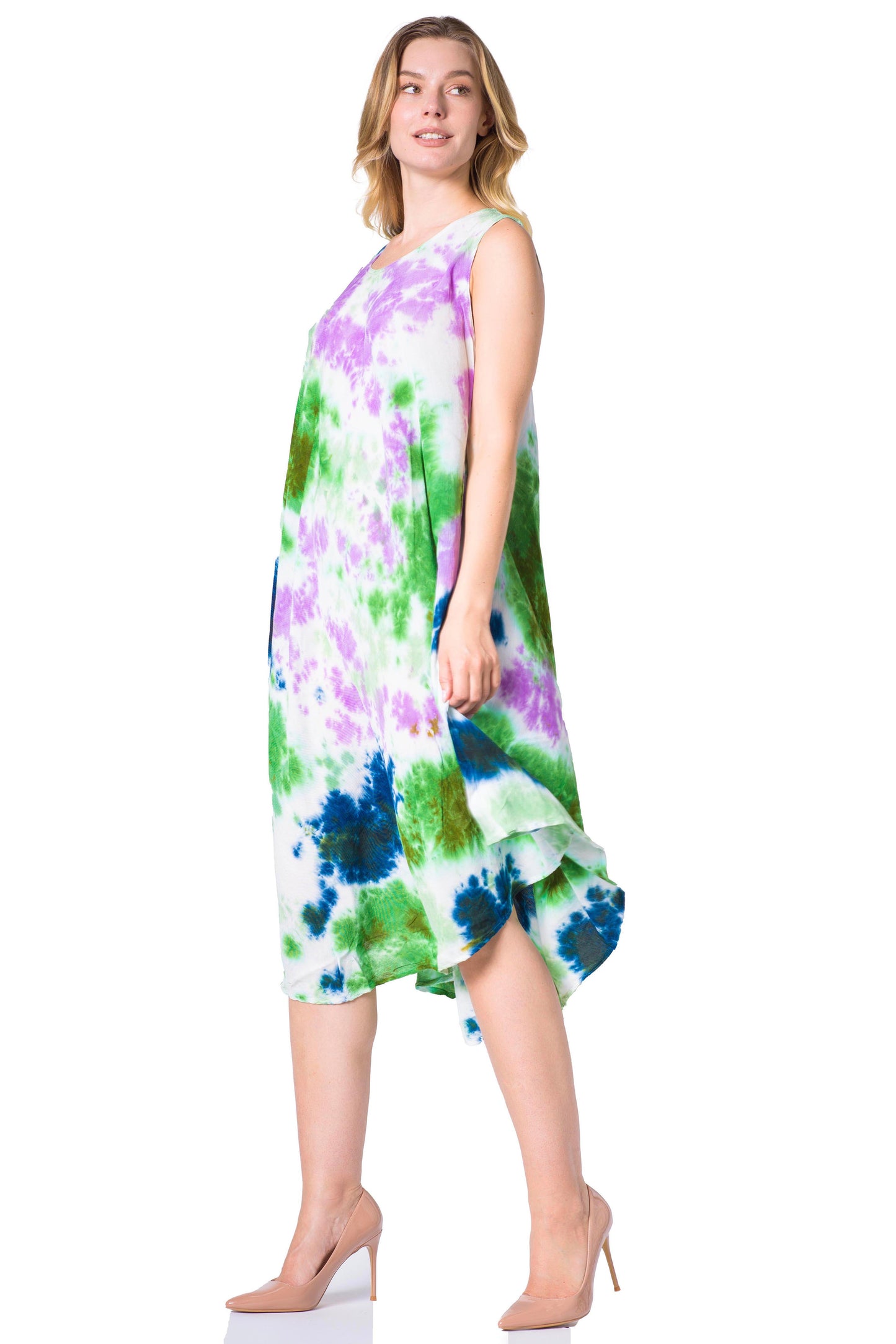 Sakkas Neja Women's Casual Maxi Summer Sleeveless Loose Fit Tie Dye Tank Dress - Concordia Style Boutique