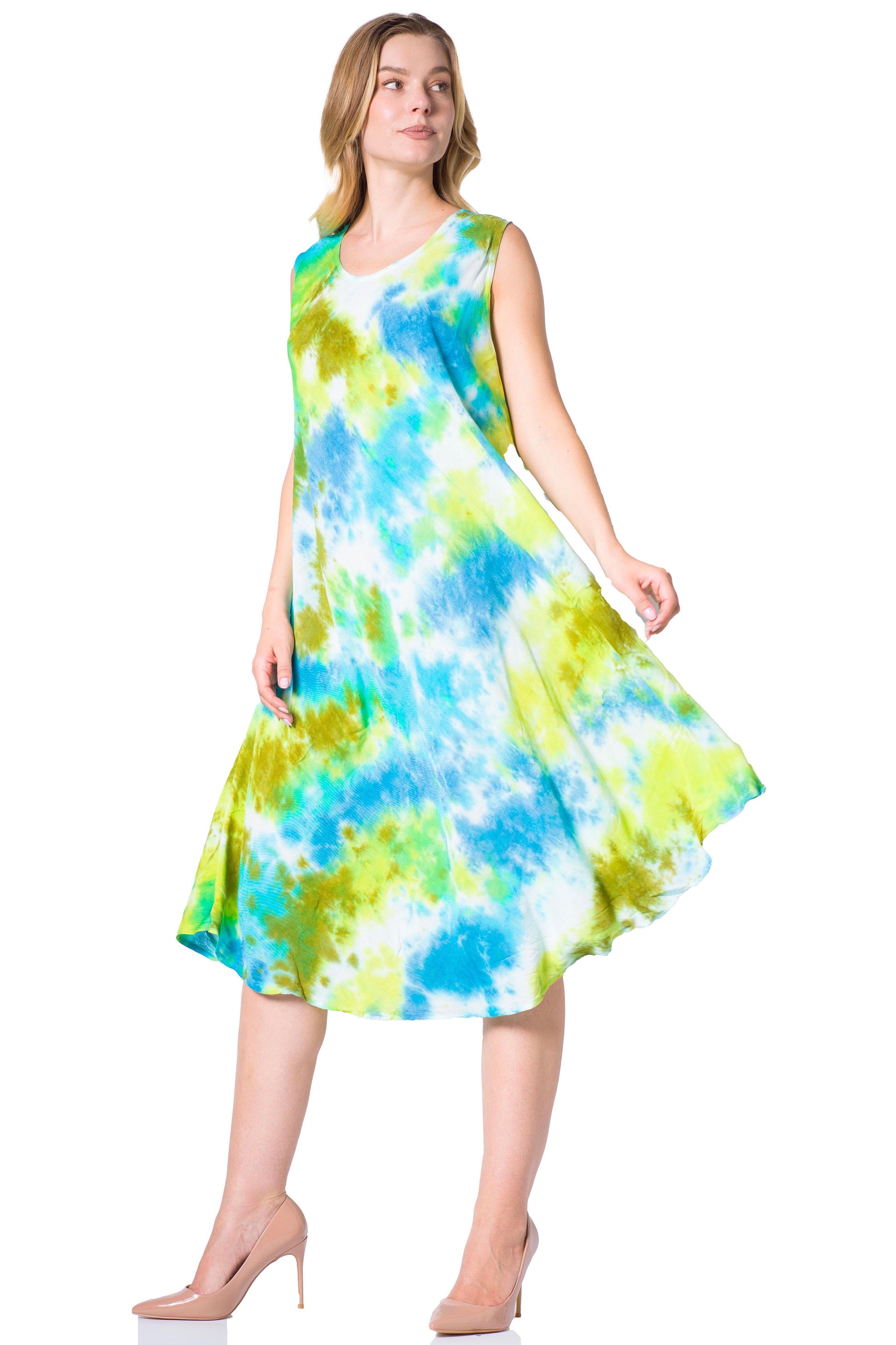 Sakkas Neja Women's Casual Maxi Summer Sleeveless Loose Fit Tie Dye Tank Dress - Concordia Style Boutique