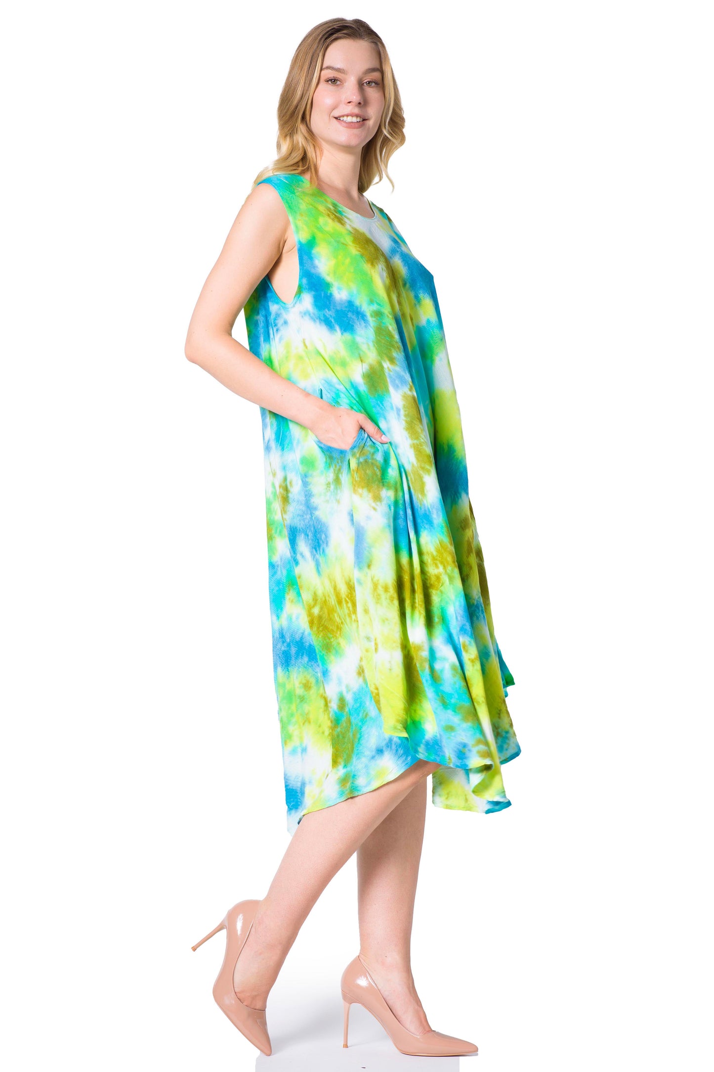 Sakkas Neja Women's Casual Maxi Summer Sleeveless Loose Fit Tie Dye Tank Dress - Concordia Style Boutique