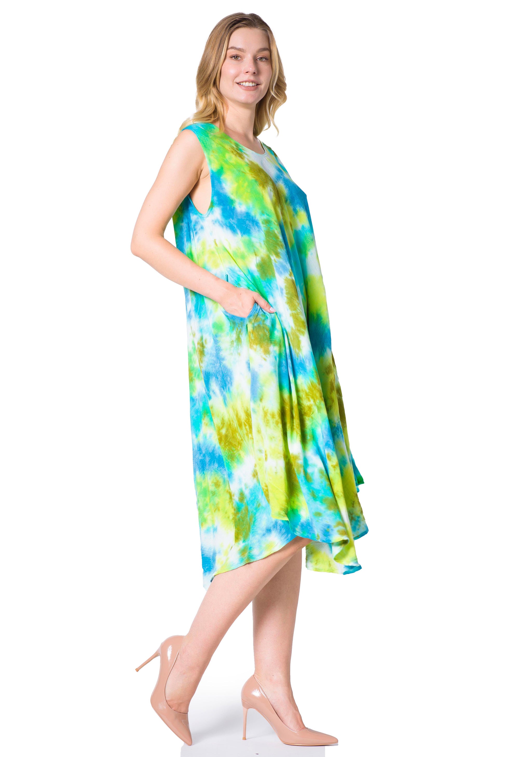 Sakkas Neja Women's Casual Maxi Summer Sleeveless Loose Fit Tie Dye Tank Dress - Concordia Style Boutique