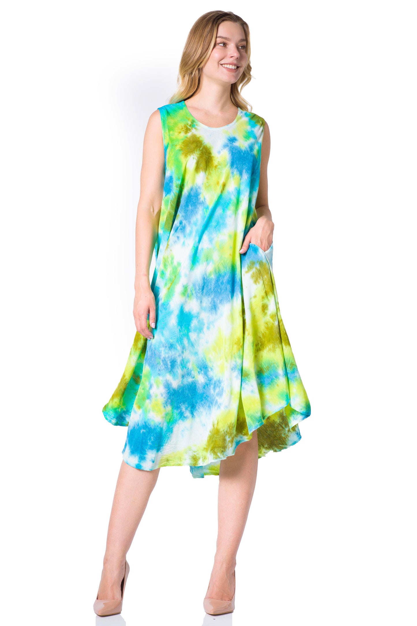Sakkas Neja Women's Casual Maxi Summer Sleeveless Loose Fit Tie Dye Tank Dress - Concordia Style Boutique