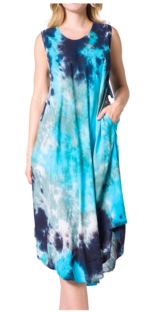 Sakkas Neja Women's Casual Maxi Summer Sleeveless Loose Fit Tie Dye Tank Dress - Concordia Style Boutique
