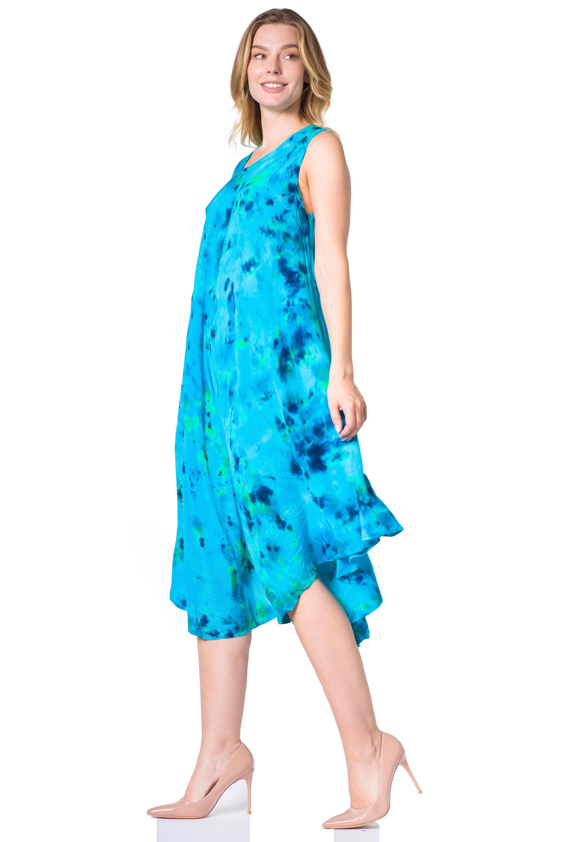Sakkas Neja Women's Casual Maxi Summer Sleeveless Loose Fit Tie Dye Tank Dress - Concordia Style Boutique