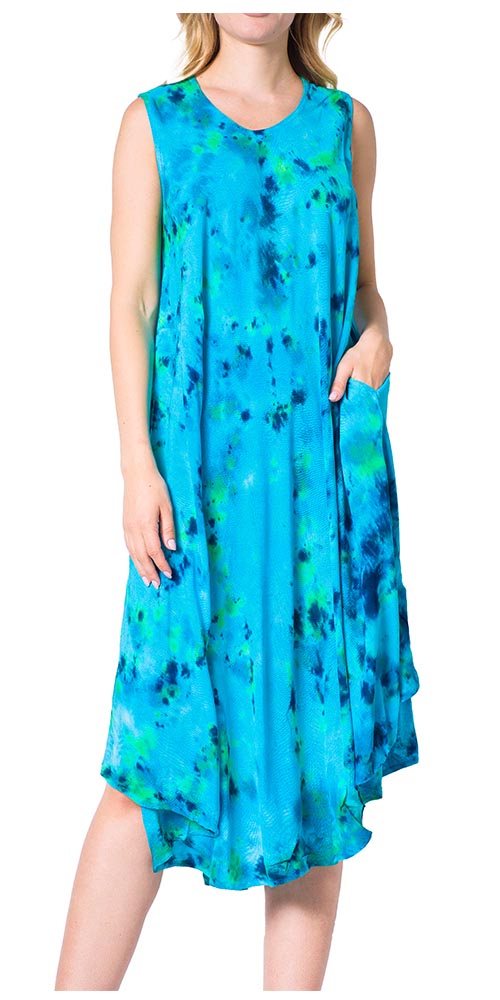 Sakkas Neja Women's Casual Maxi Summer Sleeveless Loose Fit Tie Dye Tank Dress - Concordia Style Boutique
