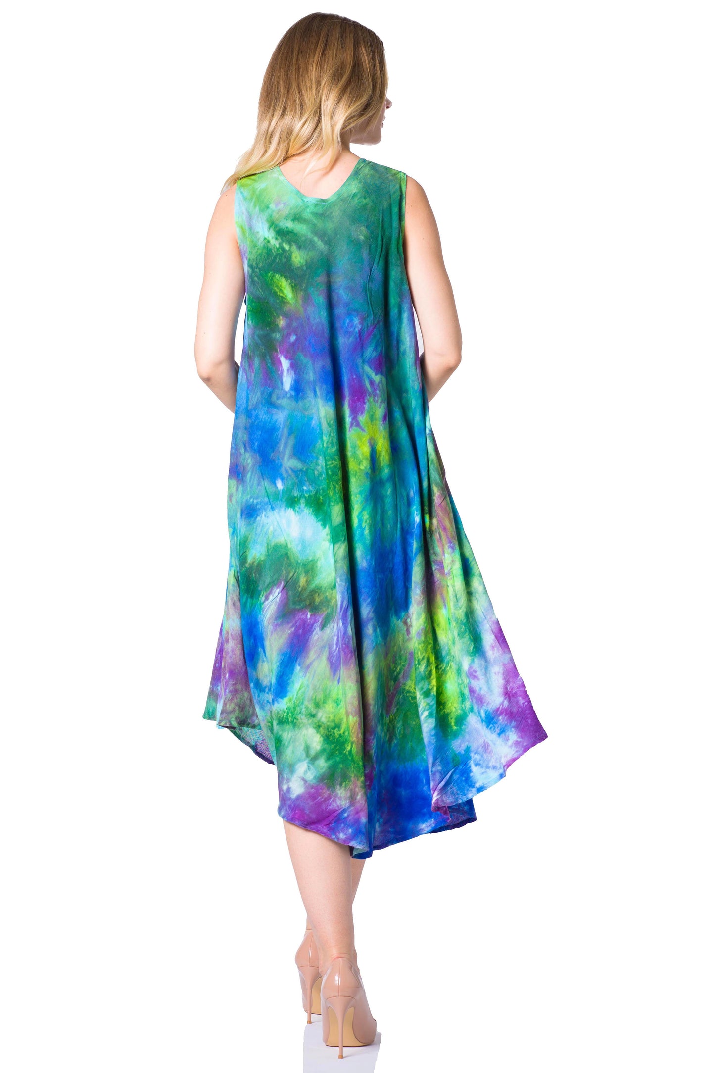 Sakkas Neja Women's Casual Maxi Summer Sleeveless Loose Fit Tie Dye Tank Dress - Concordia Style Boutique