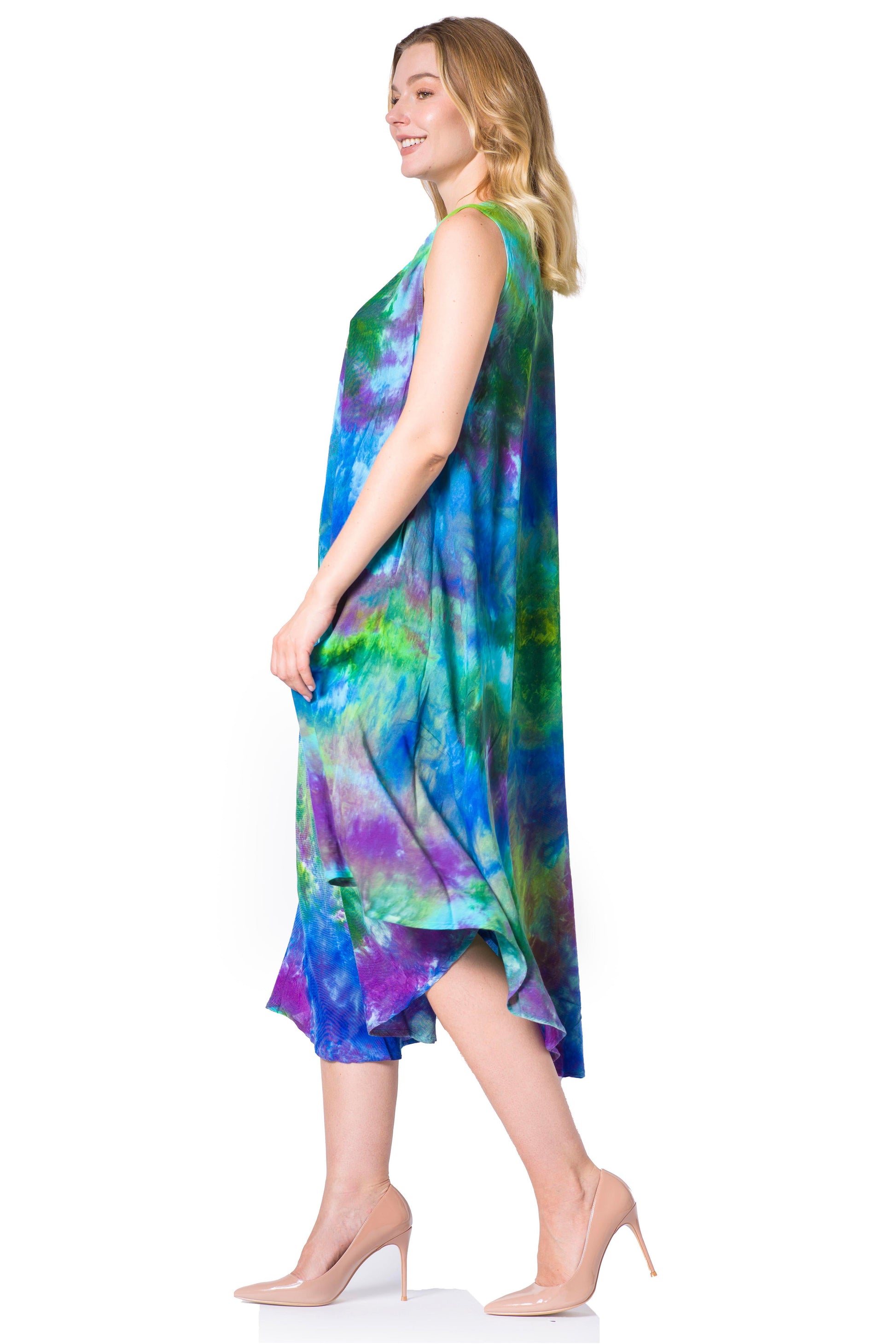 Sakkas Neja Women's Casual Maxi Summer Sleeveless Loose Fit Tie Dye Tank Dress - Concordia Style Boutique