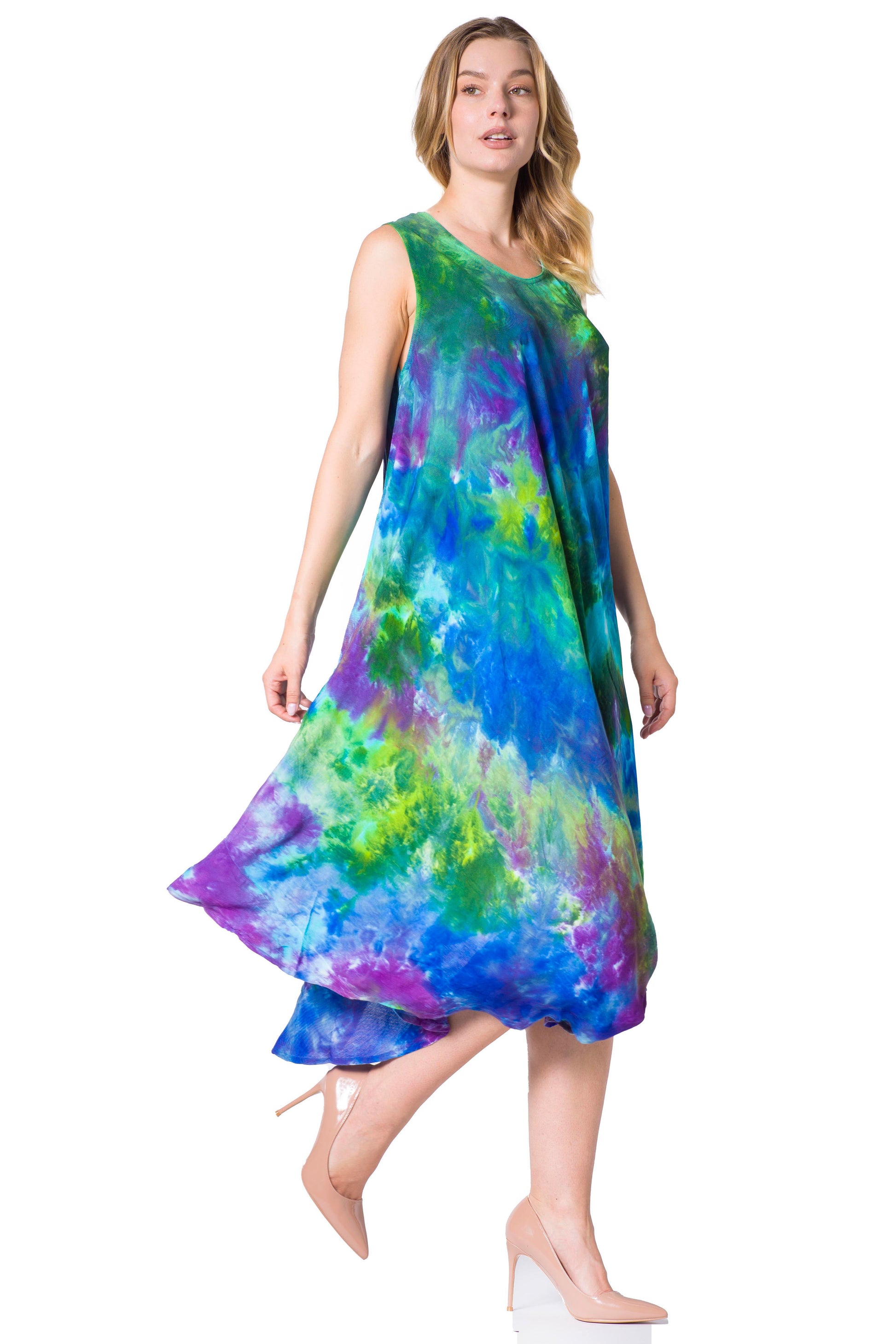 Sakkas Neja Women's Casual Maxi Summer Sleeveless Loose Fit Tie Dye Tank Dress - Concordia Style Boutique