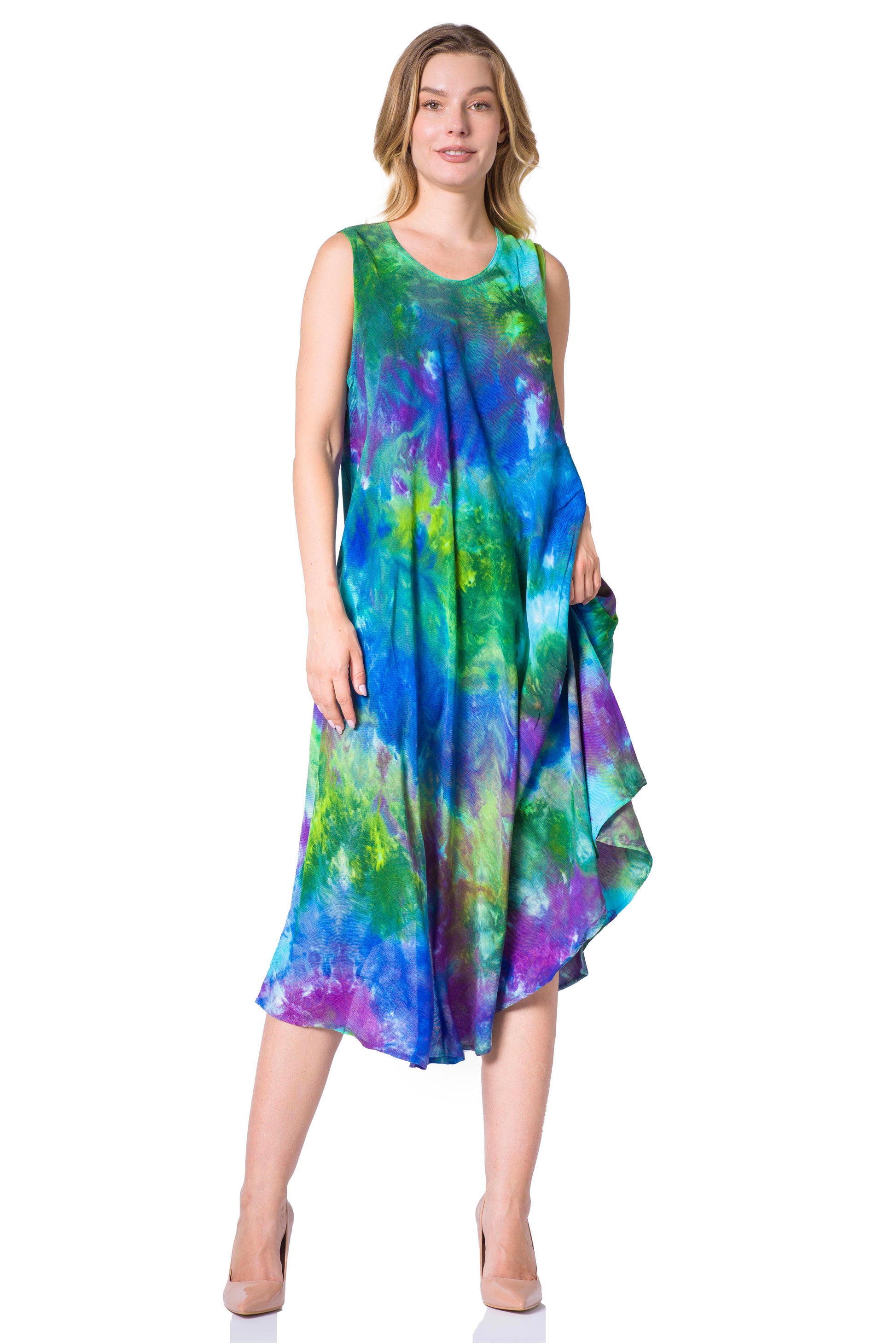 Sakkas Neja Women's Casual Maxi Summer Sleeveless Loose Fit Tie Dye Tank Dress - Concordia Style Boutique
