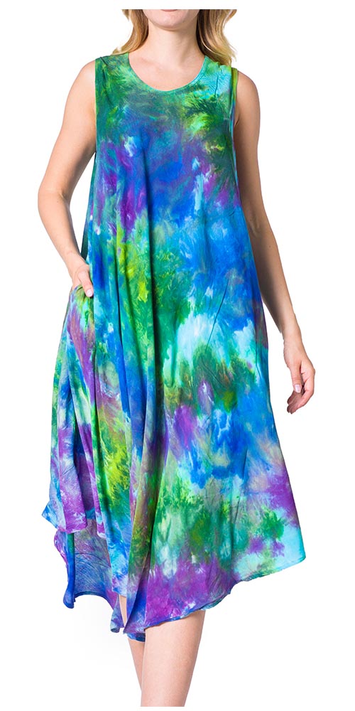 Sakkas Neja Women's Casual Maxi Summer Sleeveless Loose Fit Tie Dye Tank Dress - Concordia Style Boutique