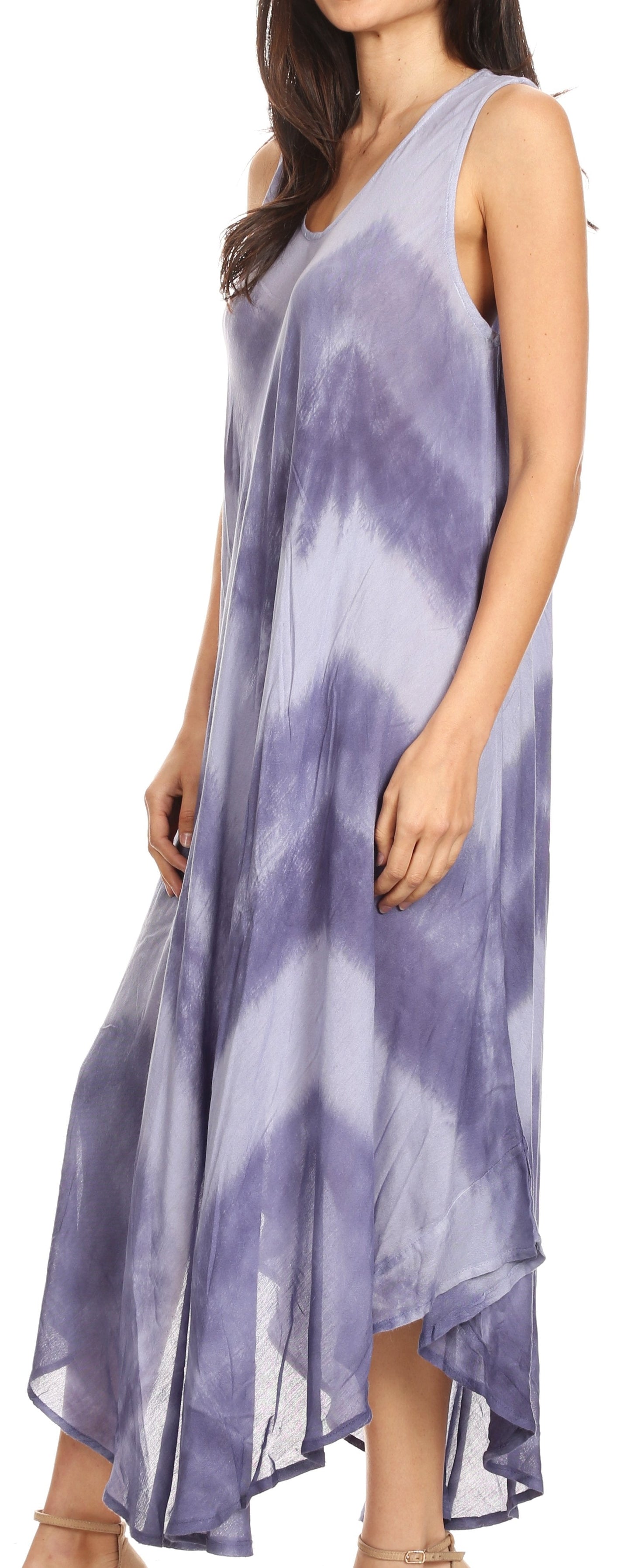 Sakkas Neja Women's Casual Maxi Summer Sleeveless Loose Fit Tie Dye Tank Dress - Concordia Style Boutique