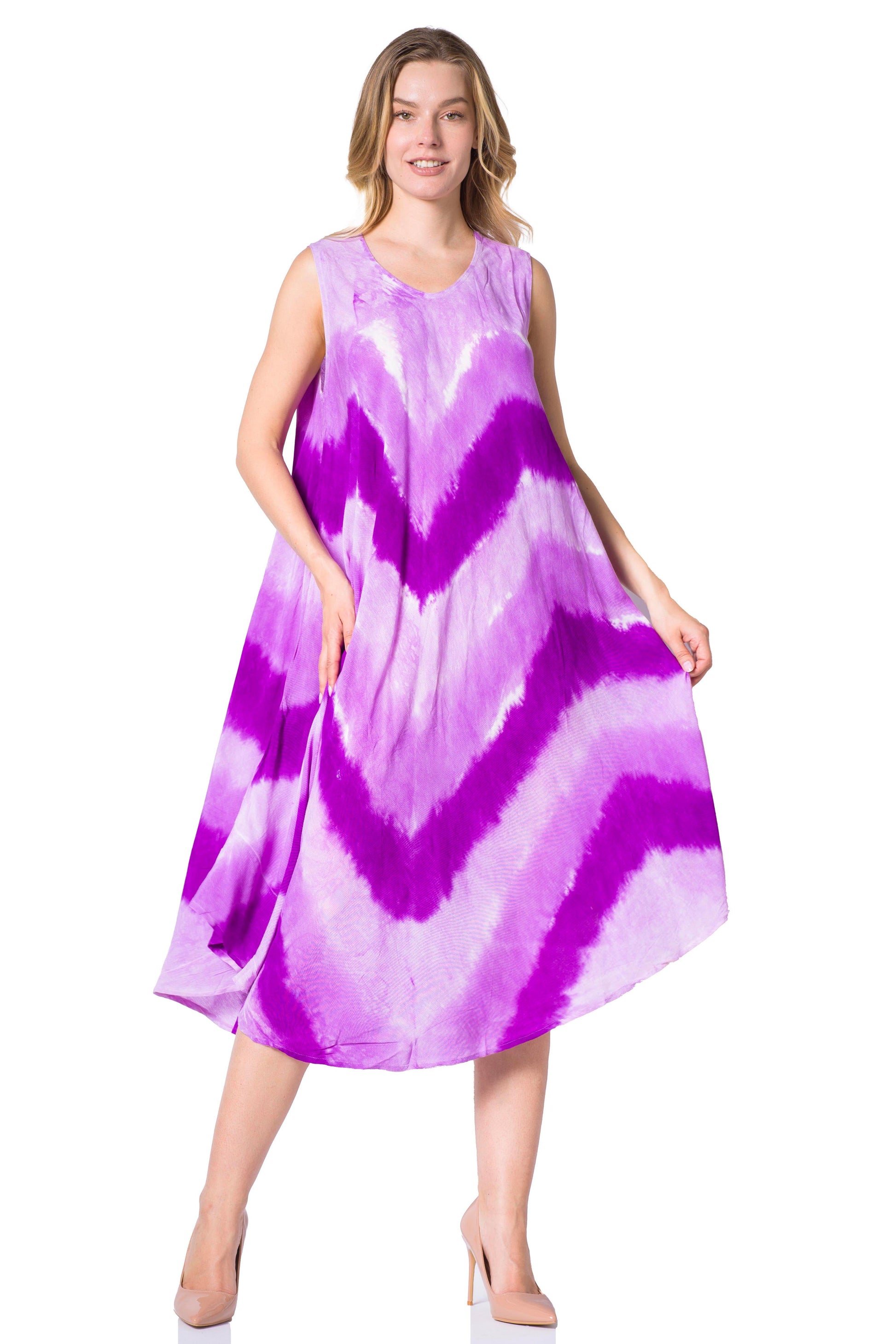 Sakkas Neja Women's Casual Maxi Summer Sleeveless Loose Fit Tie Dye Tank Dress - Concordia Style Boutique