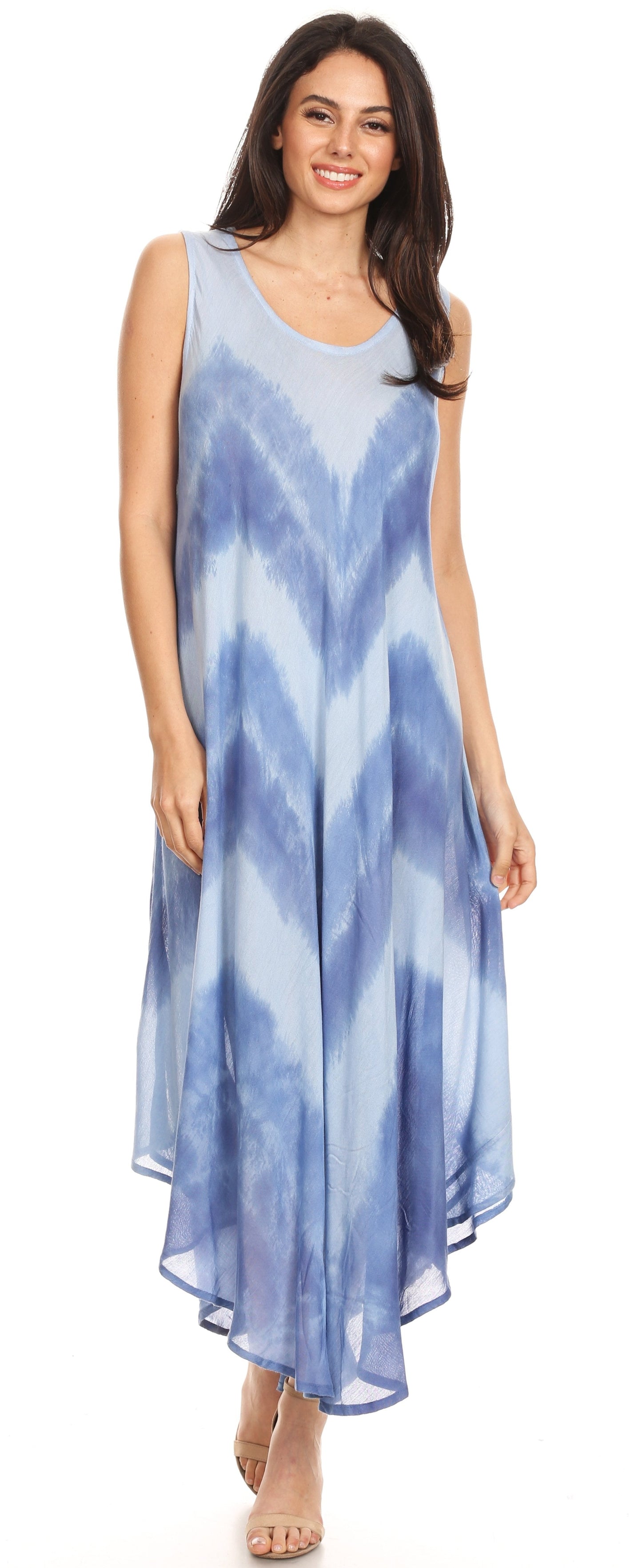 Sakkas Neja Women's Casual Maxi Summer Sleeveless Loose Fit Tie Dye Tank Dress - Concordia Style Boutique