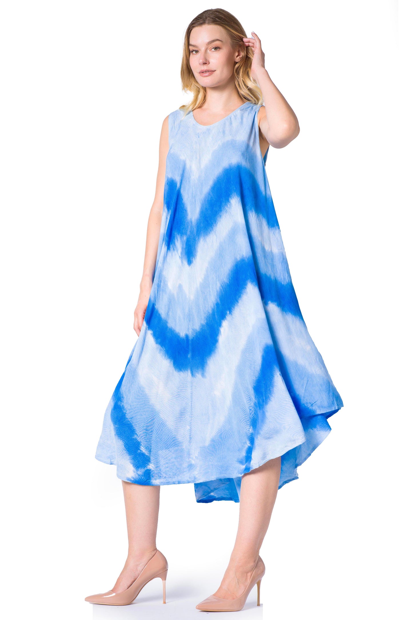 Sakkas Neja Women's Casual Maxi Summer Sleeveless Loose Fit Tie Dye Tank Dress - Concordia Style Boutique