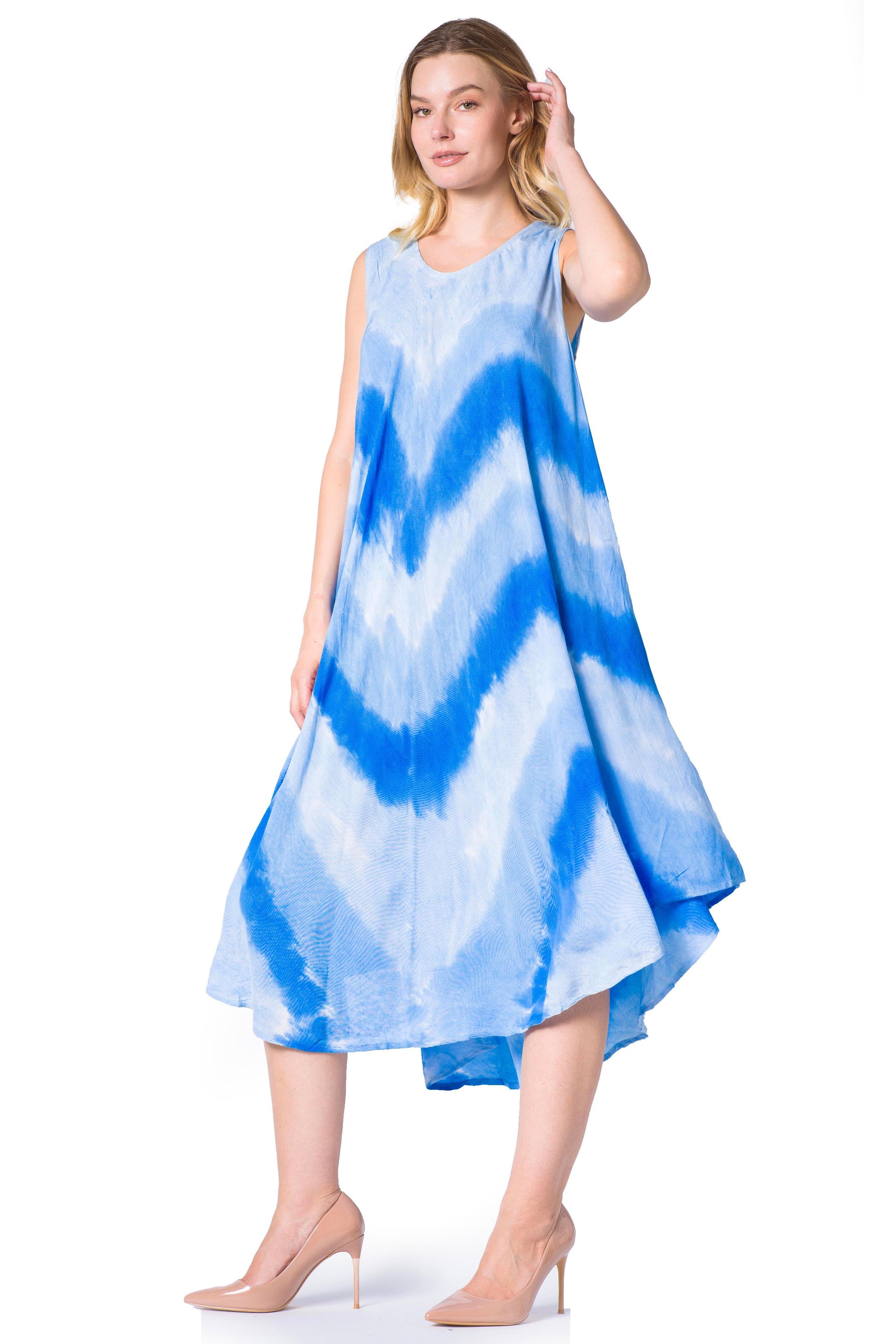 Sakkas Neja Women's Casual Maxi Summer Sleeveless Loose Fit Tie Dye Tank Dress - Concordia Style Boutique