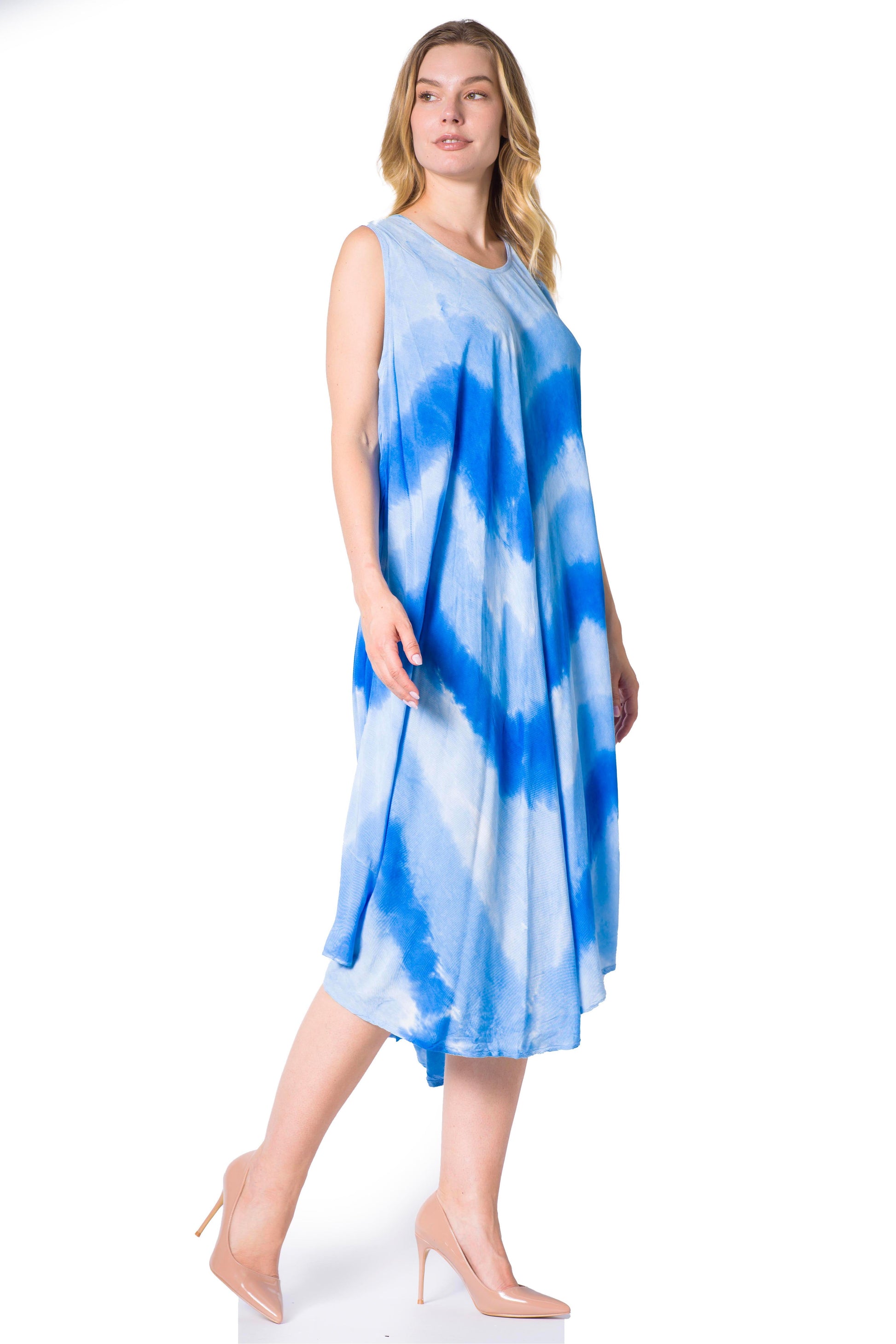 Sakkas Neja Women's Casual Maxi Summer Sleeveless Loose Fit Tie Dye Tank Dress - Concordia Style Boutique