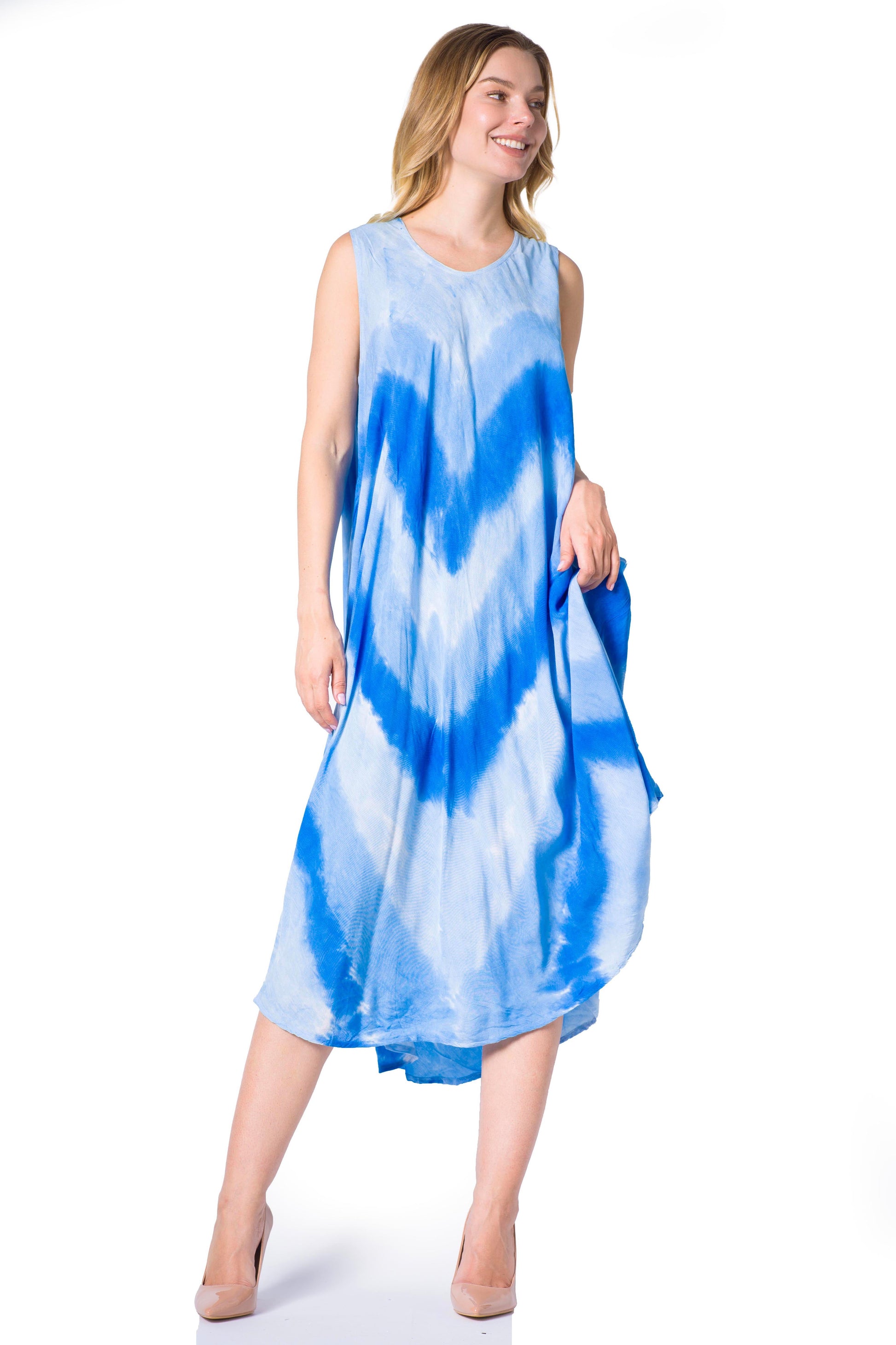 Sakkas Neja Women's Casual Maxi Summer Sleeveless Loose Fit Tie Dye Tank Dress - Concordia Style Boutique