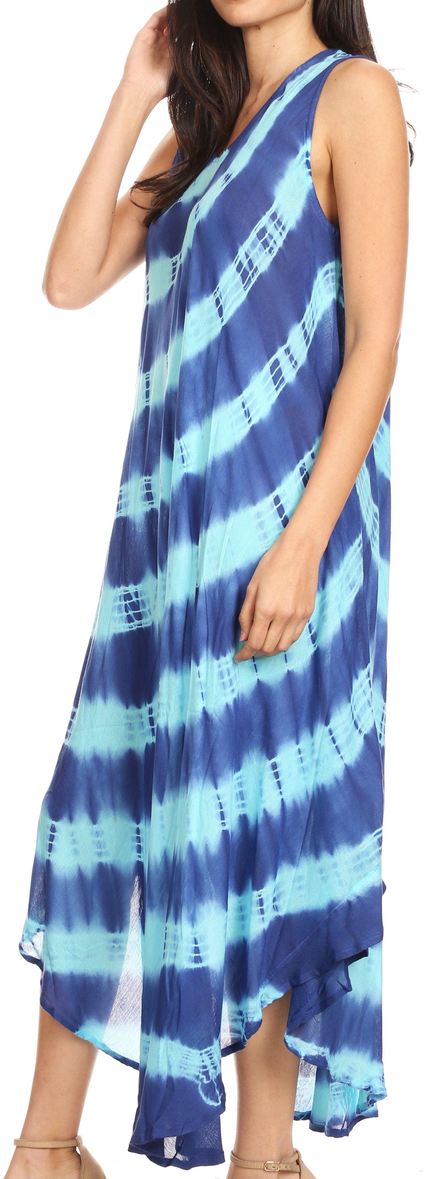 Sakkas Neja Women's Casual Maxi Summer Sleeveless Loose Fit Tie Dye Tank Dress - Concordia Style Boutique