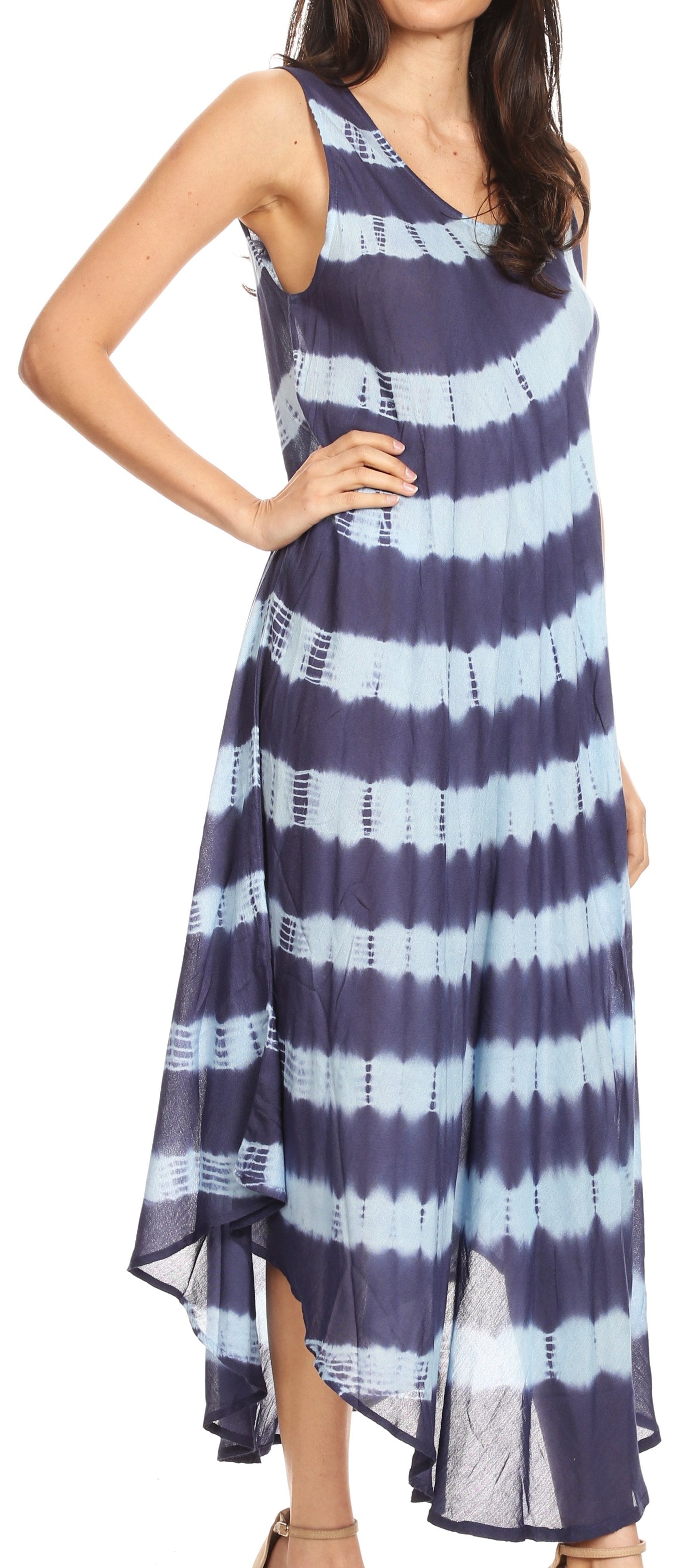 Sakkas Neja Women's Casual Maxi Summer Sleeveless Loose Fit Tie Dye Tank Dress - Concordia Style Boutique