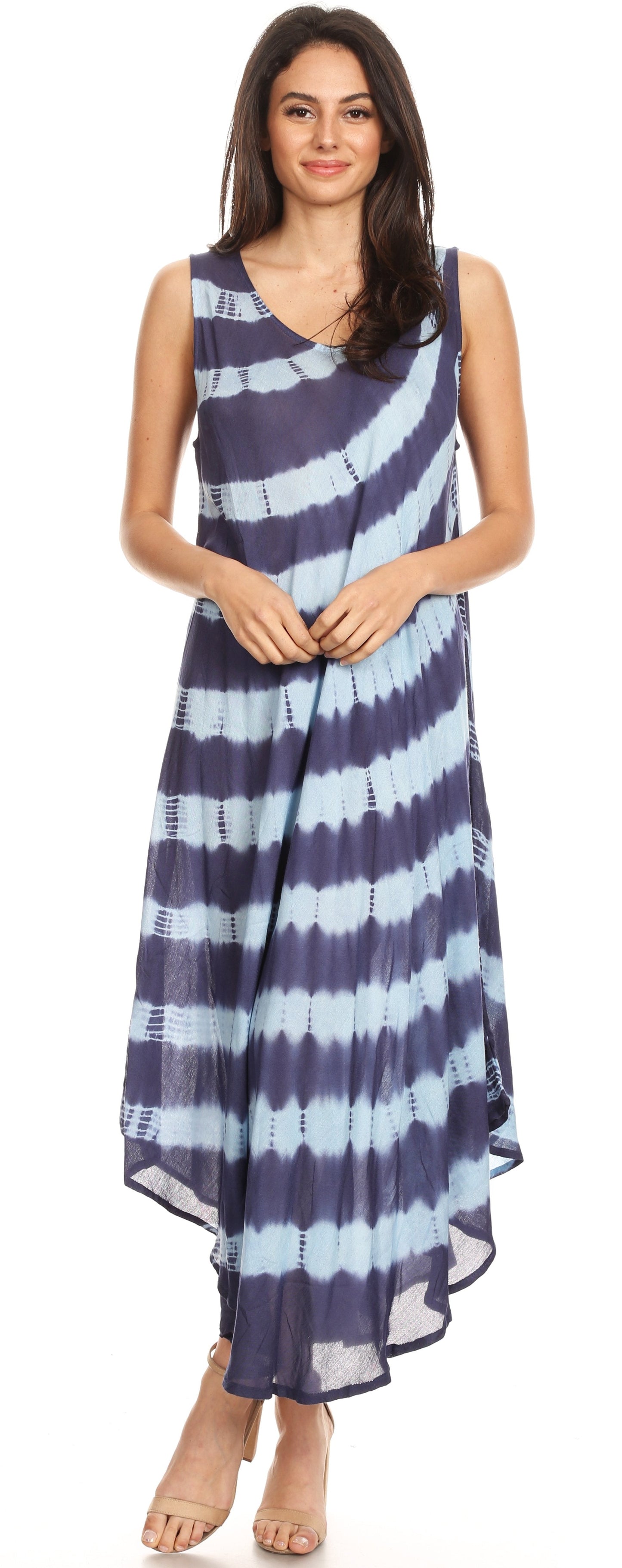 Sakkas Neja Women's Casual Maxi Summer Sleeveless Loose Fit Tie Dye Tank Dress - Concordia Style Boutique