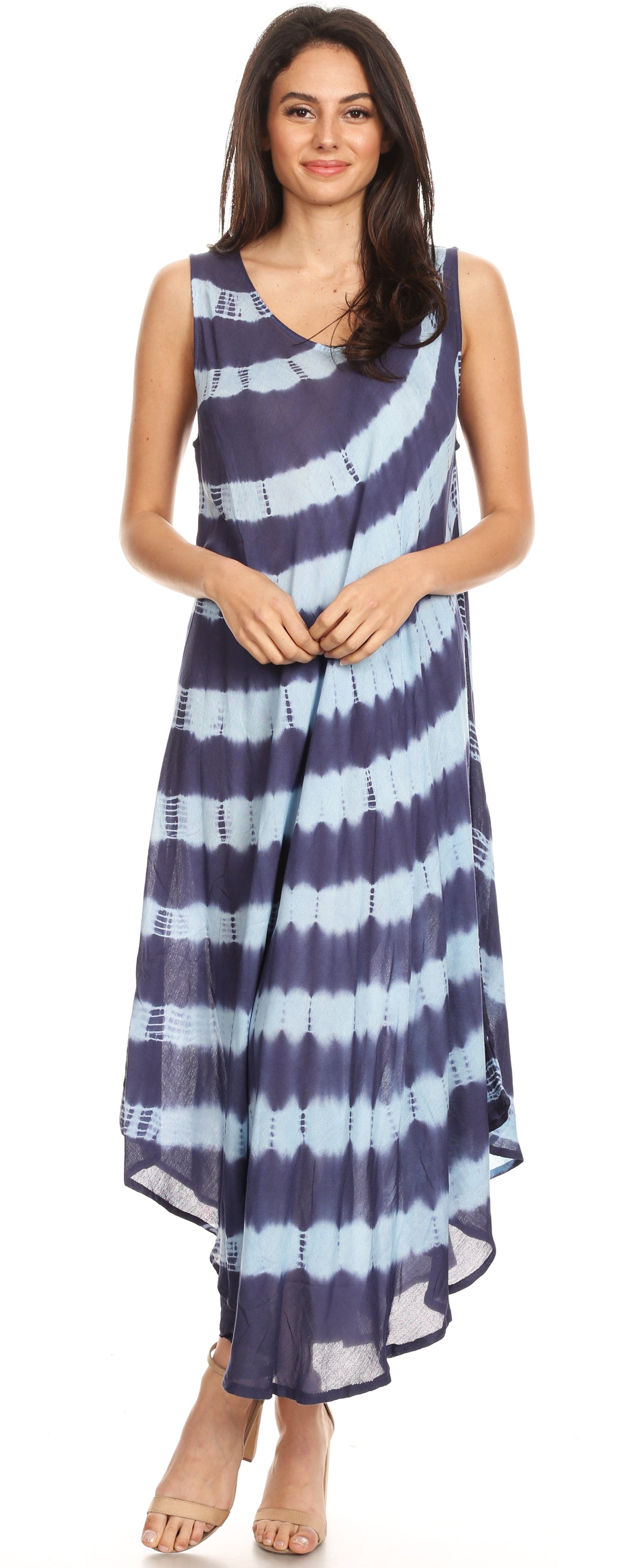 Sakkas Neja Women's Casual Maxi Summer Sleeveless Loose Fit Tie Dye Tank Dress - Concordia Style Boutique