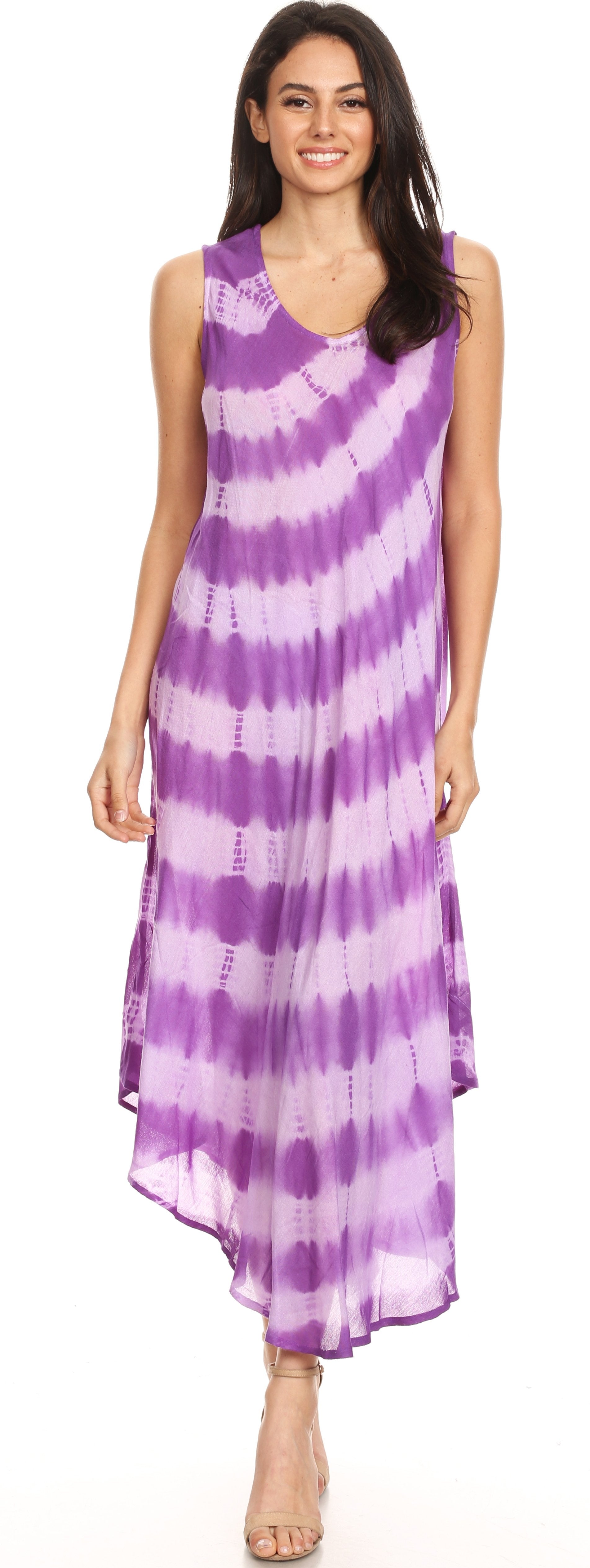Sakkas Neja Women's Casual Maxi Summer Sleeveless Loose Fit Tie Dye Tank Dress - Concordia Style Boutique