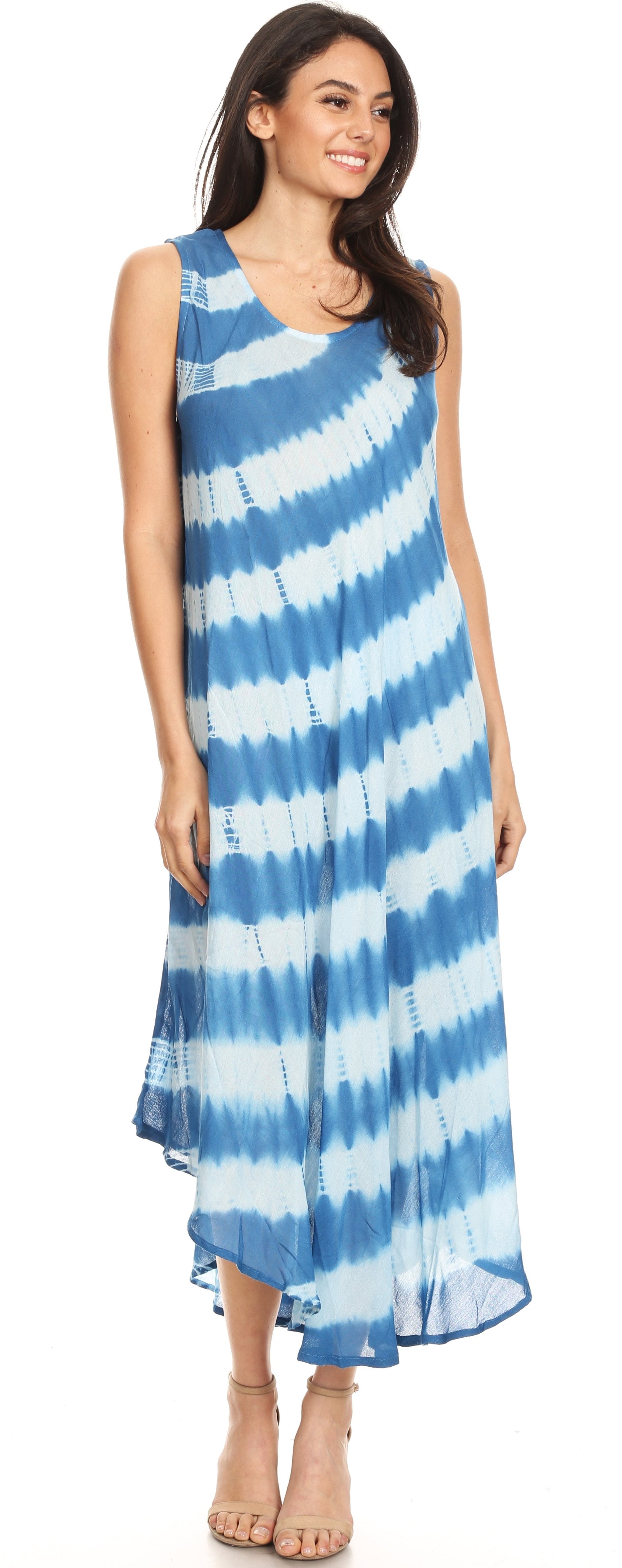 Sakkas Neja Women's Casual Maxi Summer Sleeveless Loose Fit Tie Dye Tank Dress - Concordia Style Boutique