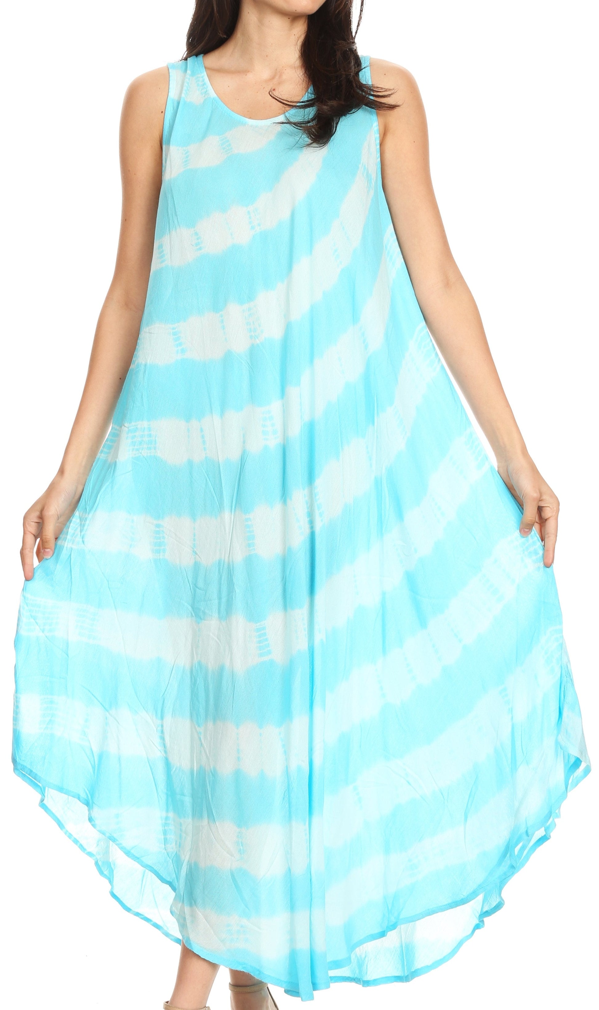 Sakkas Neja Women's Casual Maxi Summer Sleeveless Loose Fit Tie Dye Tank Dress - Concordia Style Boutique