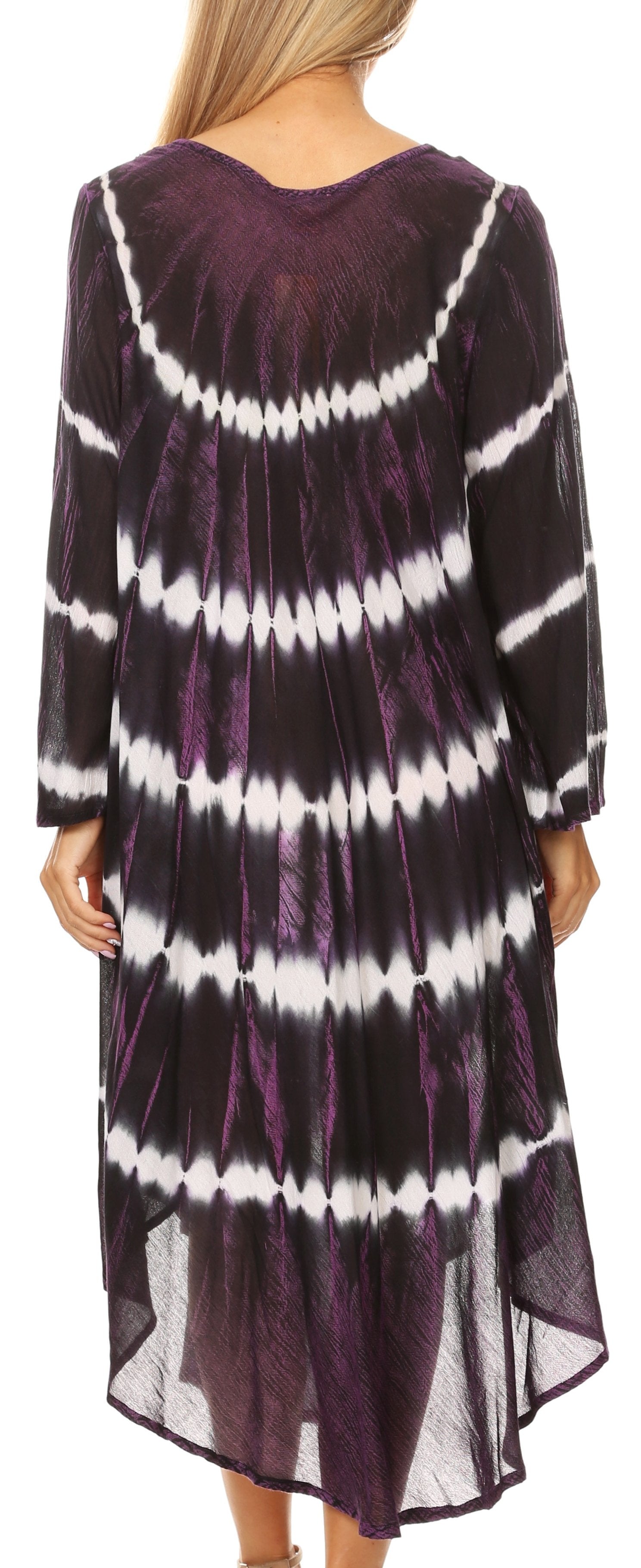 Sakkas Dori Women's Long Sleeves Casual Loose Swing Midi Dress Caftan Cover-up - Concordia Style Boutique