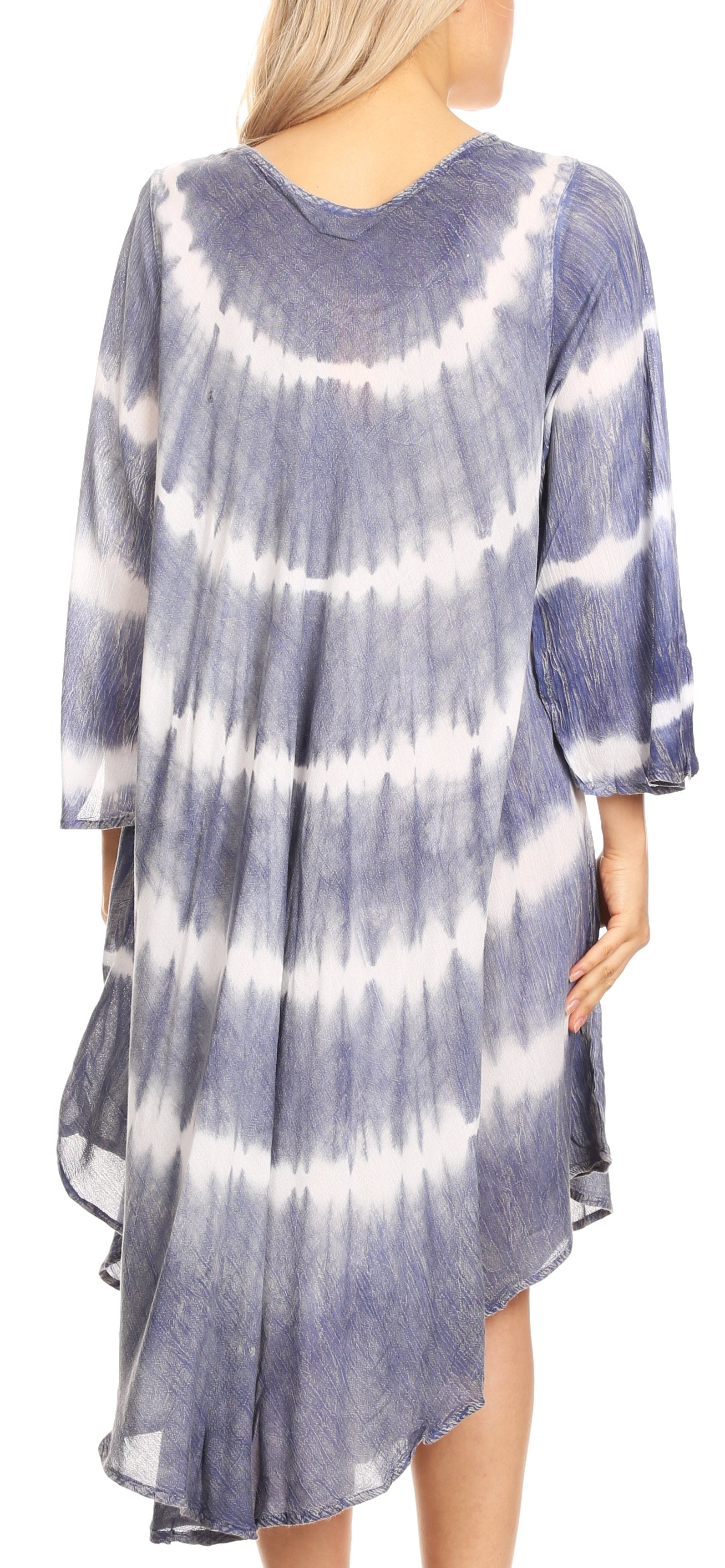 Sakkas Dori Women's Long Sleeves Casual Loose Swing Midi Dress Caftan Cover-up - Concordia Style Boutique