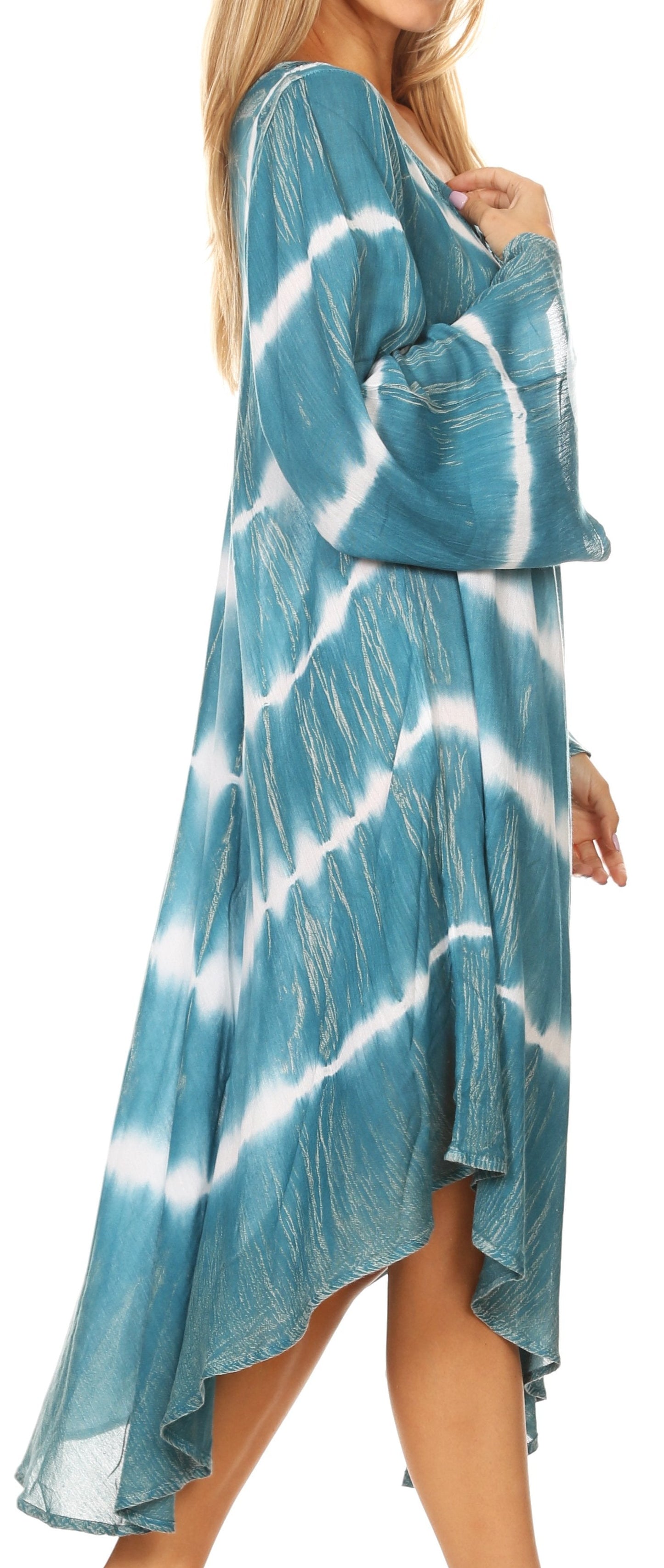 Sakkas Dori Women's Long Sleeves Casual Loose Swing Midi Dress Caftan Cover-up - Concordia Style Boutique