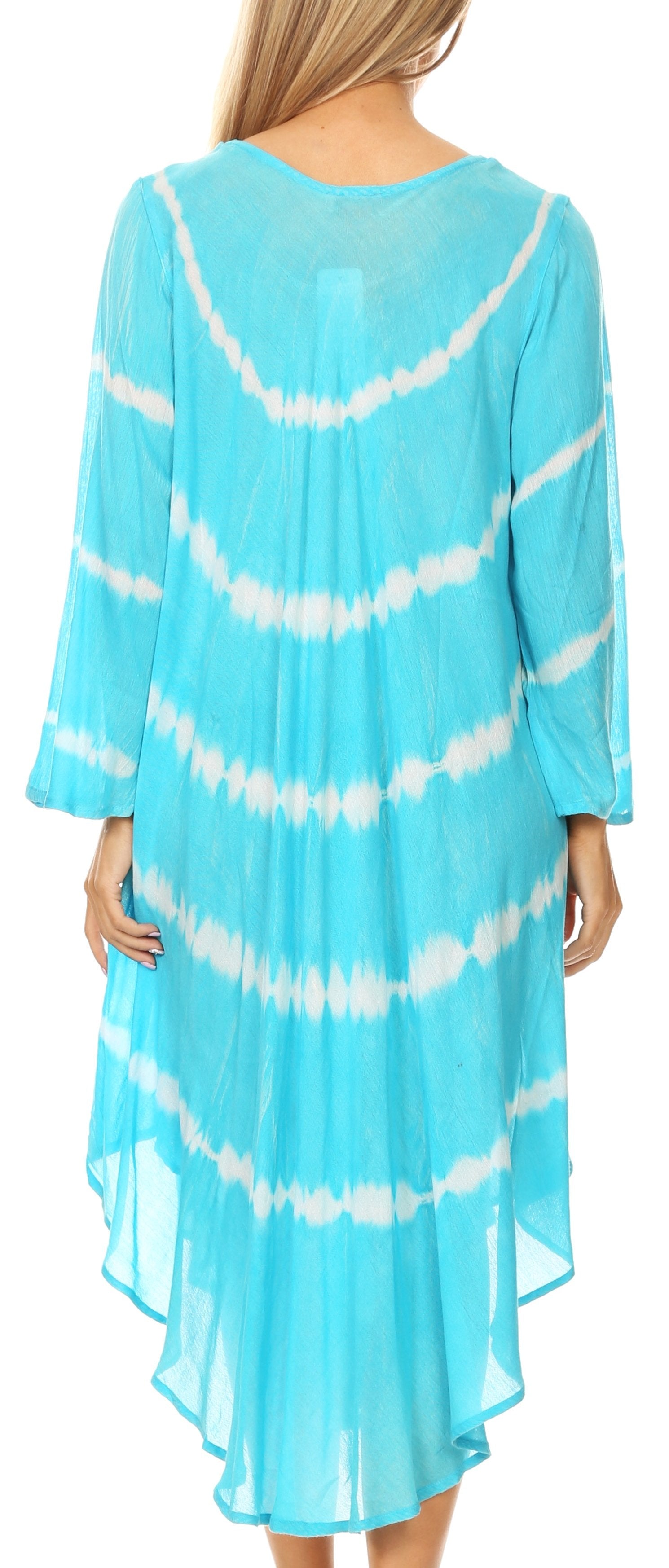 Sakkas Dori Women's Long Sleeves Casual Loose Swing Midi Dress Caftan Cover-up - Concordia Style Boutique