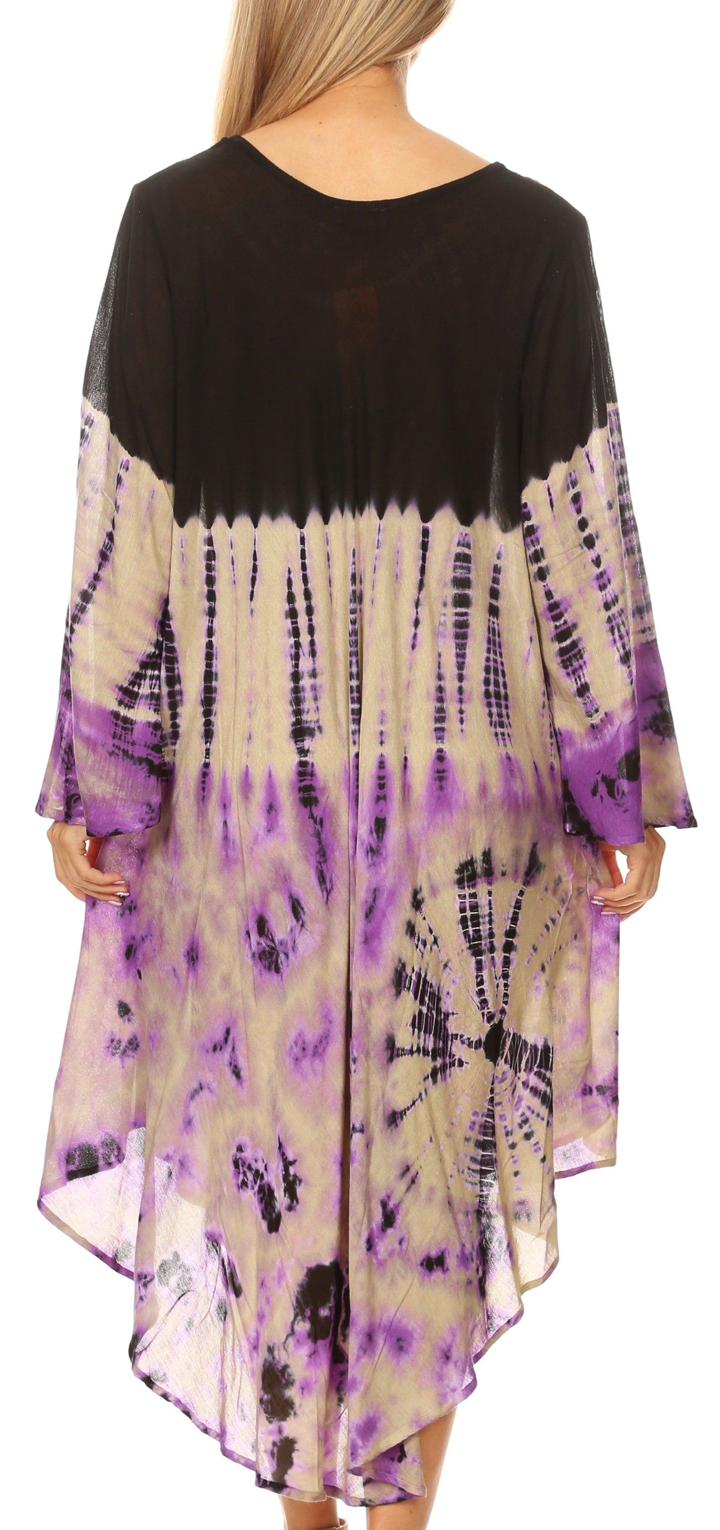 Sakkas Dori Women's Long Sleeves Casual Loose Swing Midi Dress Caftan Cover-up - Concordia Style Boutique