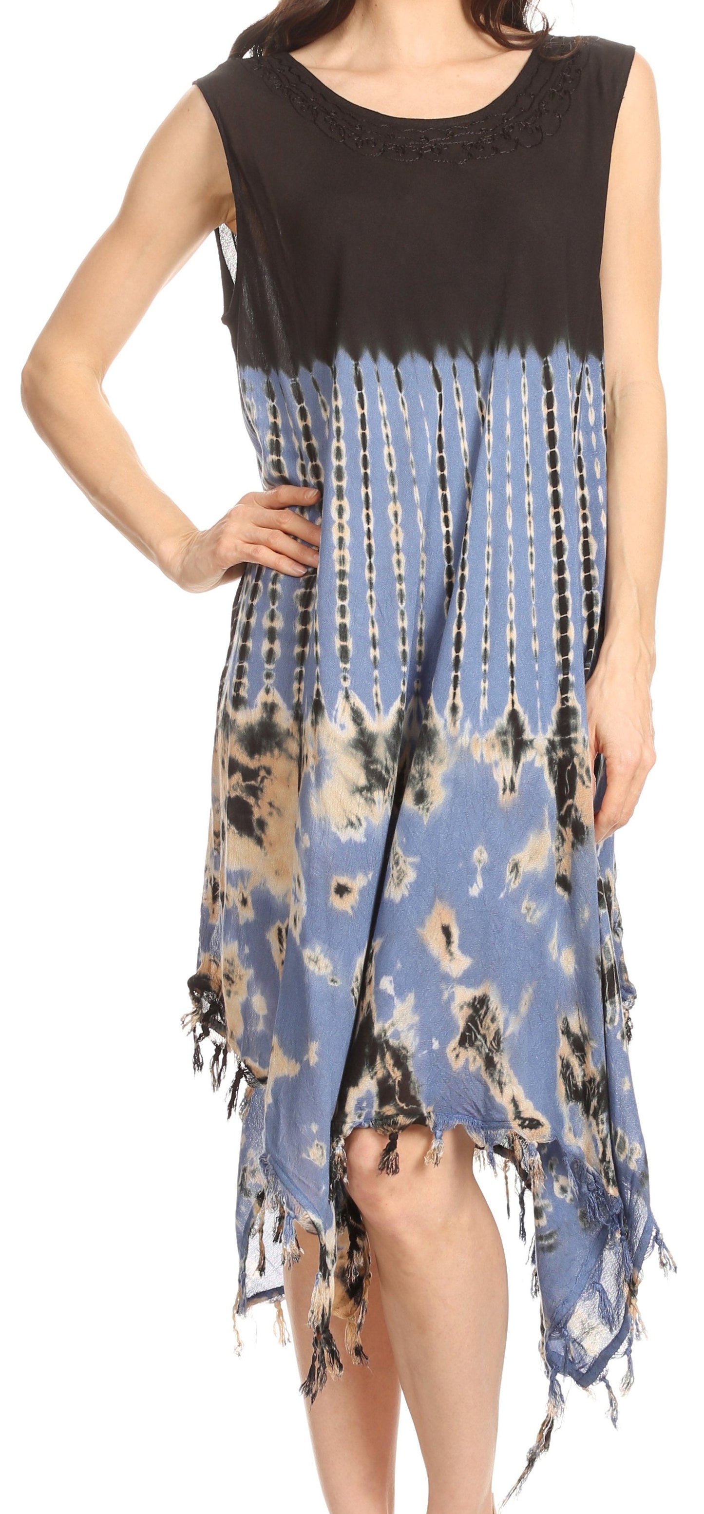 Sakkas Dori Women's Long Sleeves Casual Loose Swing Midi Dress Caftan Cover-up - Concordia Style Boutique