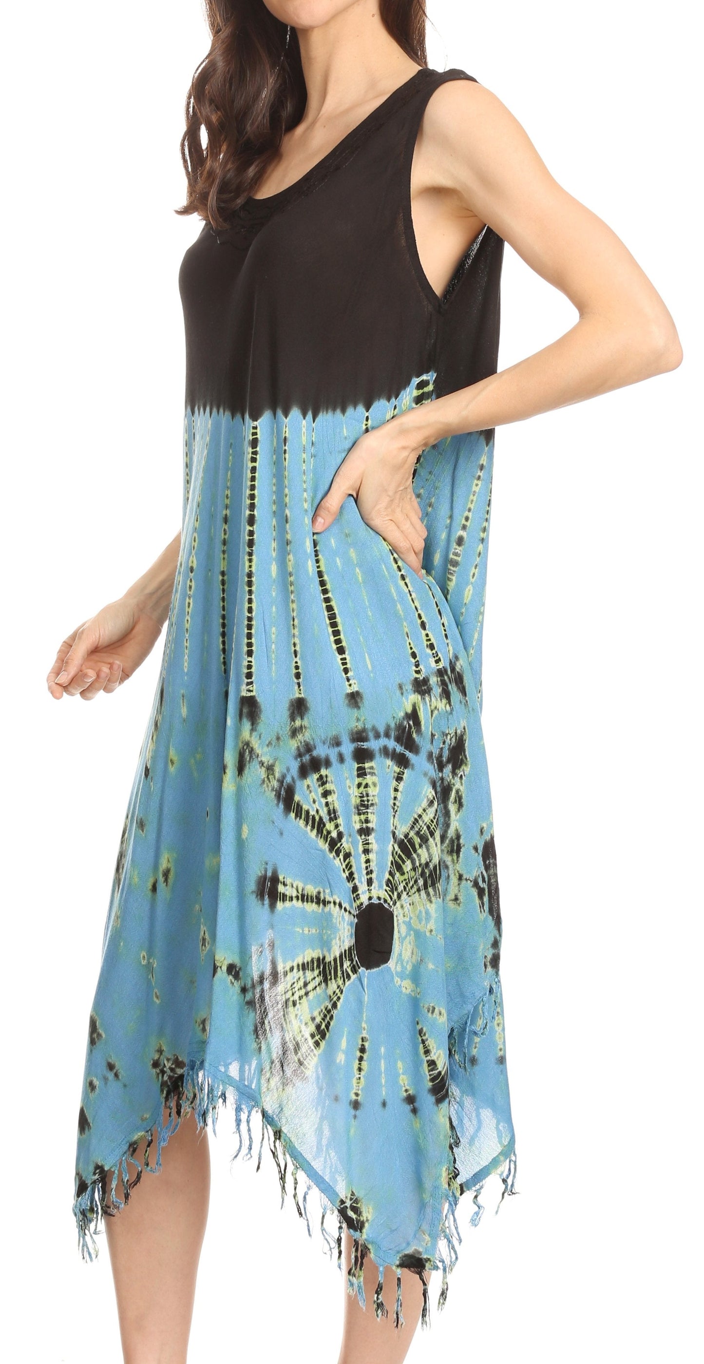 Sakkas Dori Women's Long Sleeves Casual Loose Swing Midi Dress Caftan Cover-up - Concordia Style Boutique