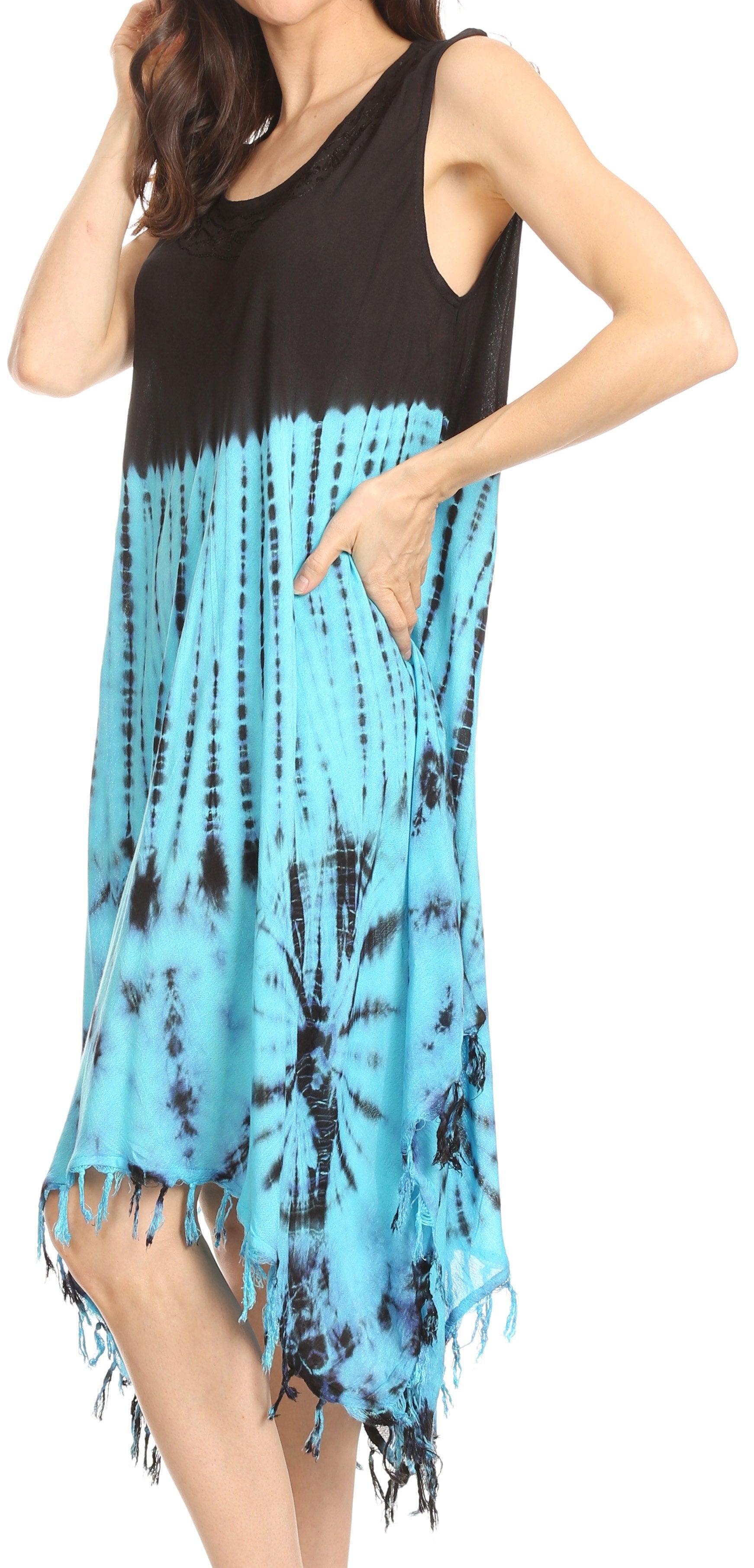 Sakkas Dori Women's Long Sleeves Casual Loose Swing Midi Dress Caftan Cover-up - Concordia Style Boutique