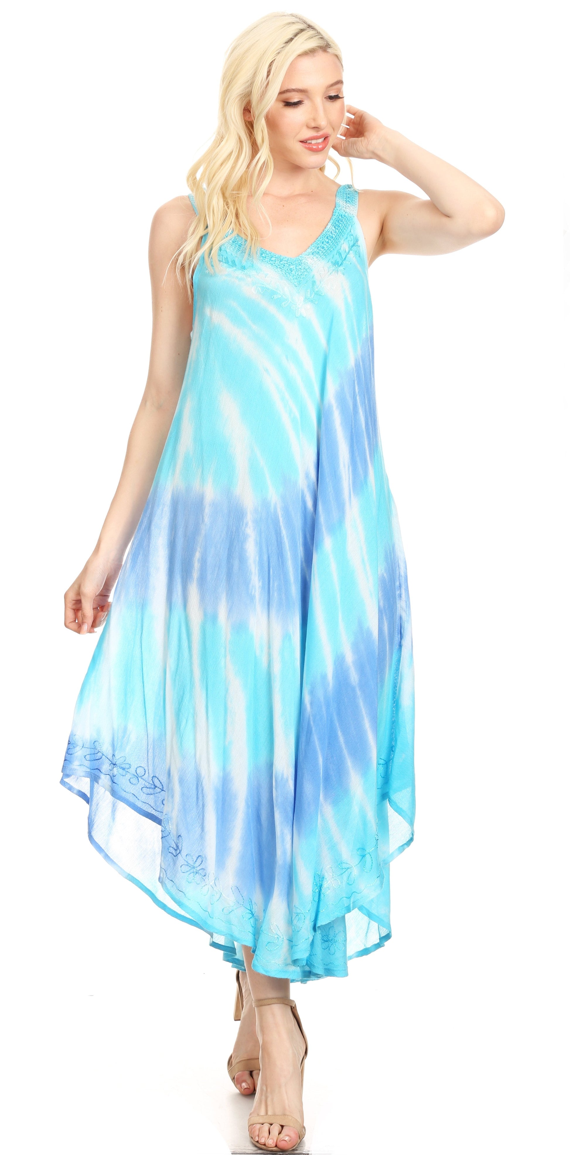 Sakkas Liz Women's Maxi Loose Sleeveless Summer Casual Tank Dress Cover-up Caftan - Concordia Style Boutique