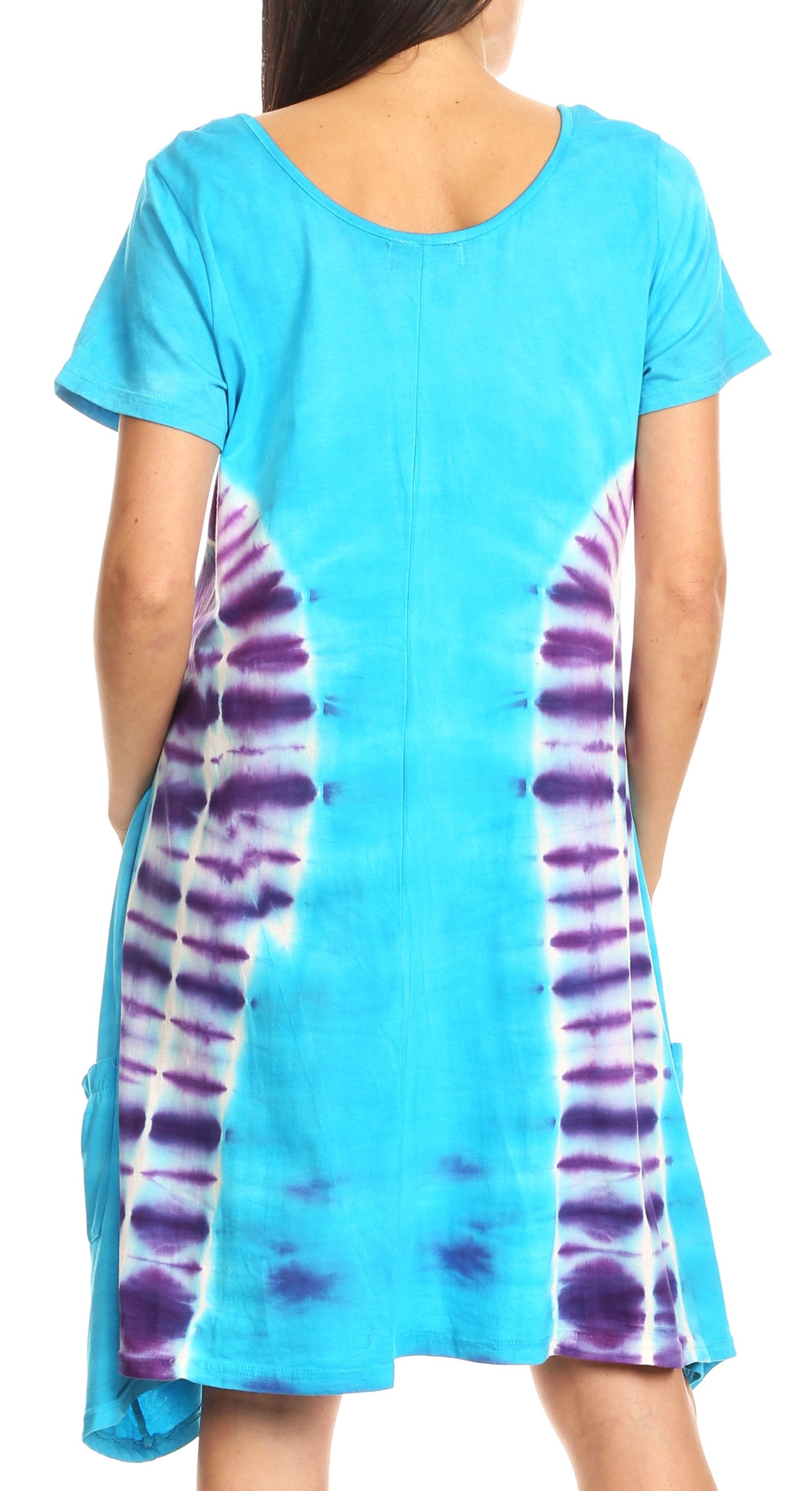 Sakkas Sirena Women's Short Sleeve Loose Plain Midi Casual Scoop Neck Flared Dress - Concordia Style Boutique