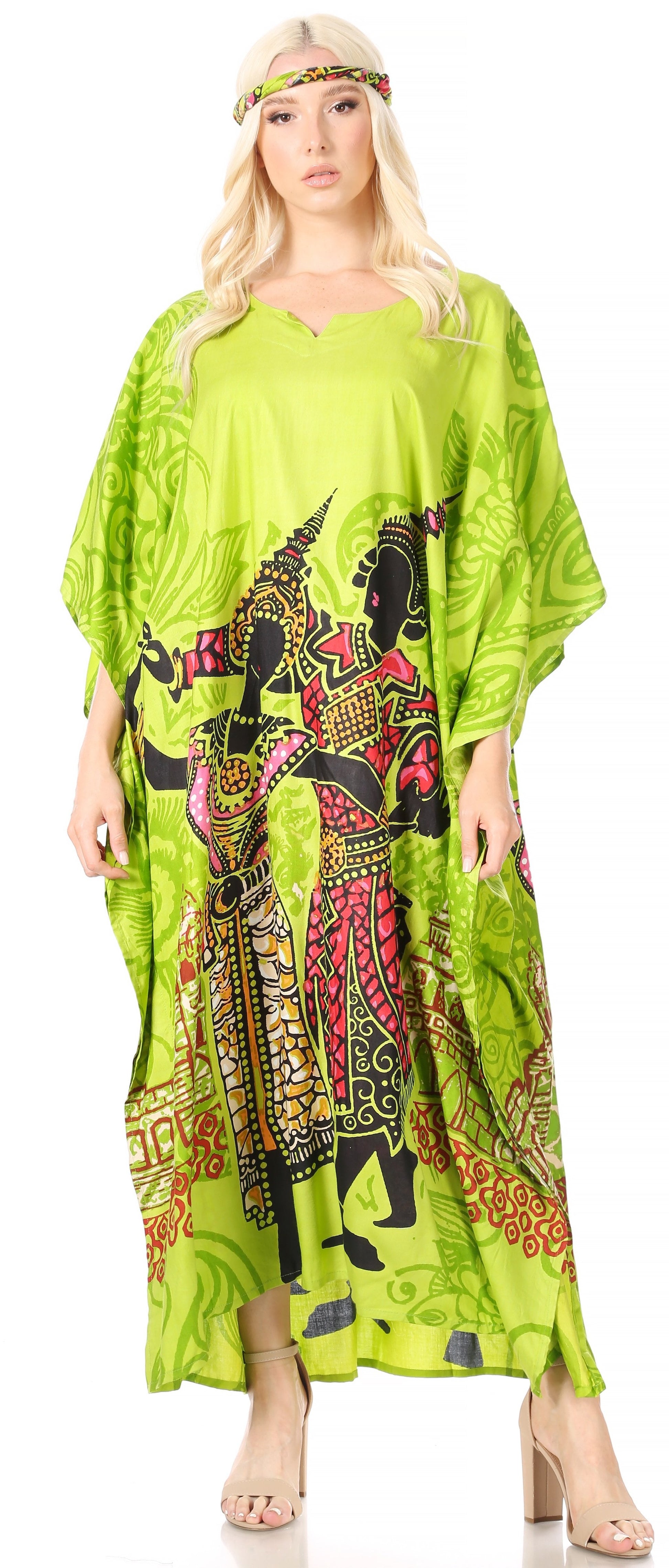 Sakkas Mera Women's Long Loose Short Sleeve Summer Casual Caftan Kaftan Dress - Concordia Style Boutique