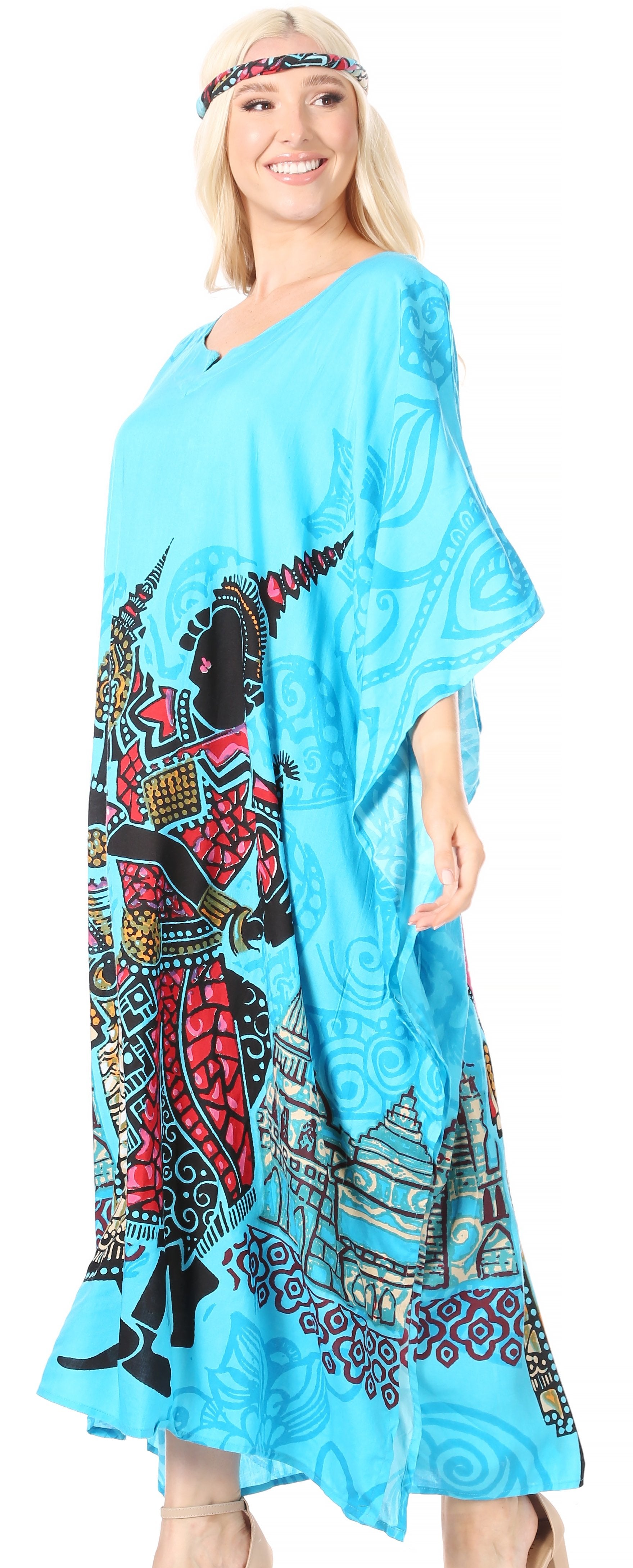 Sakkas Mera Women's Long Loose Short Sleeve Summer Casual Caftan Kaftan Dress - Concordia Style Boutique