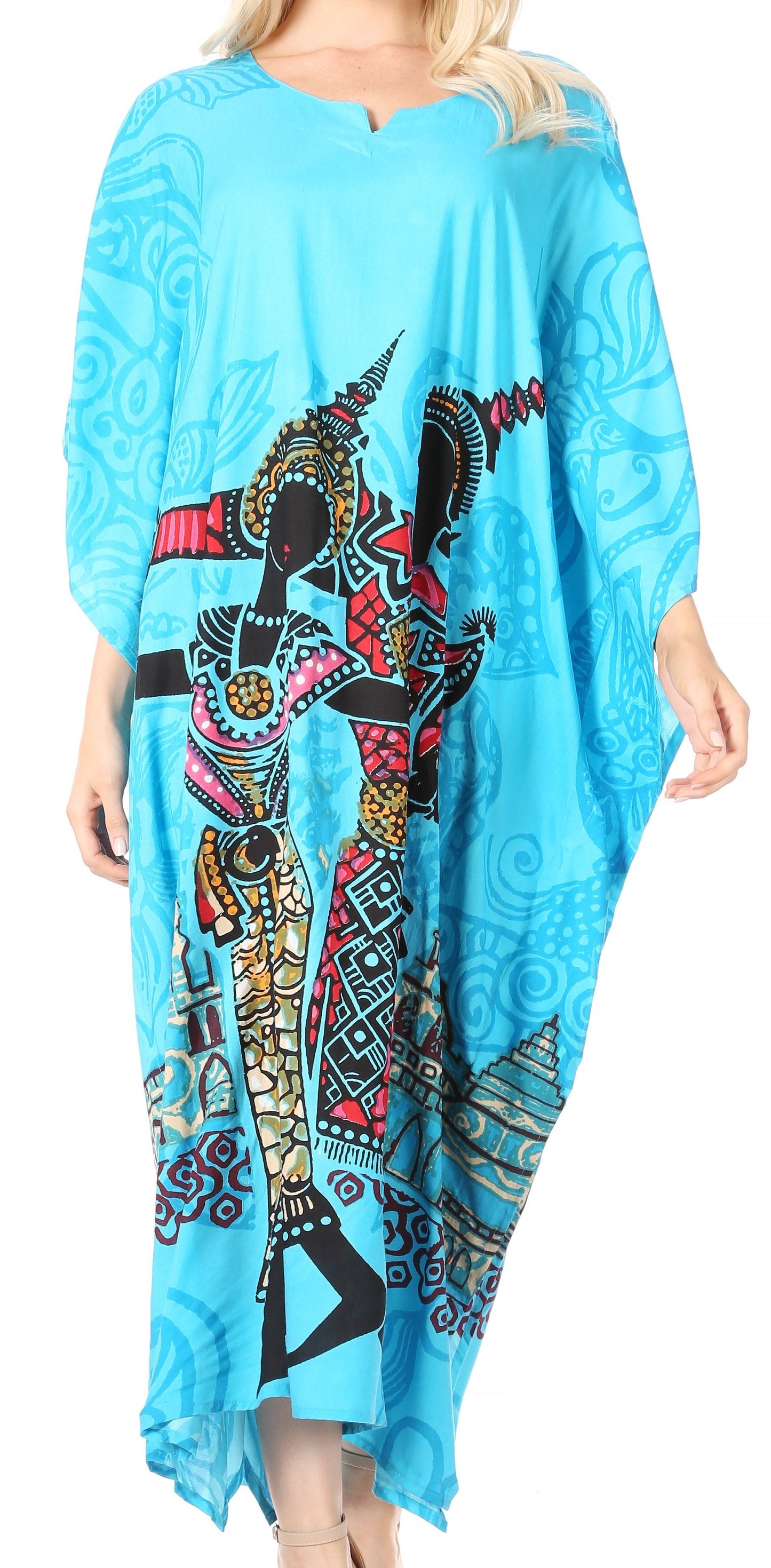 Sakkas Mera Women's Long Loose Short Sleeve Summer Casual Caftan Kaftan Dress - Concordia Style Boutique