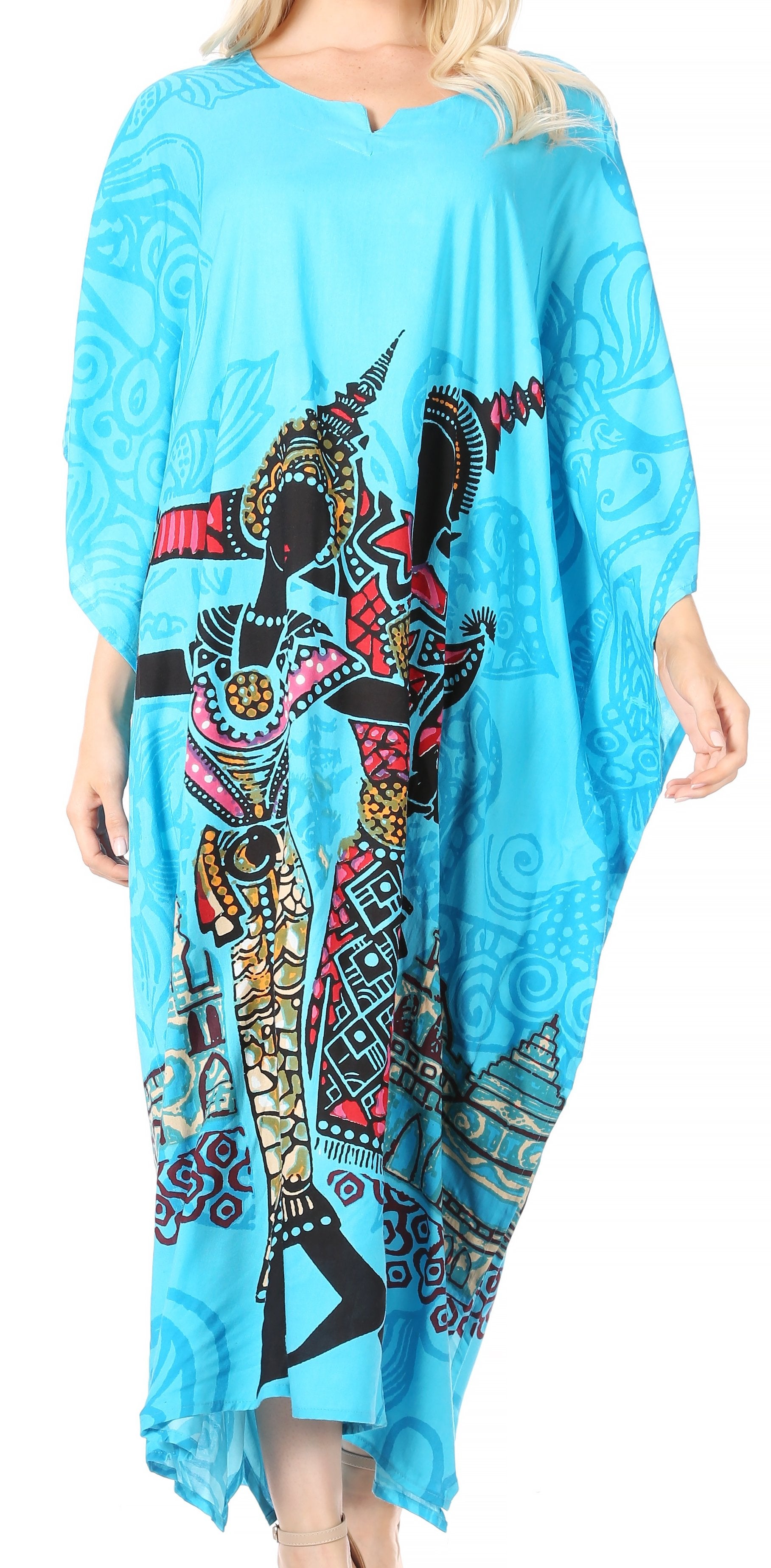 Sakkas Mera Women's Long Loose Short Sleeve Summer Casual Caftan Kaftan Dress - Concordia Style Boutique