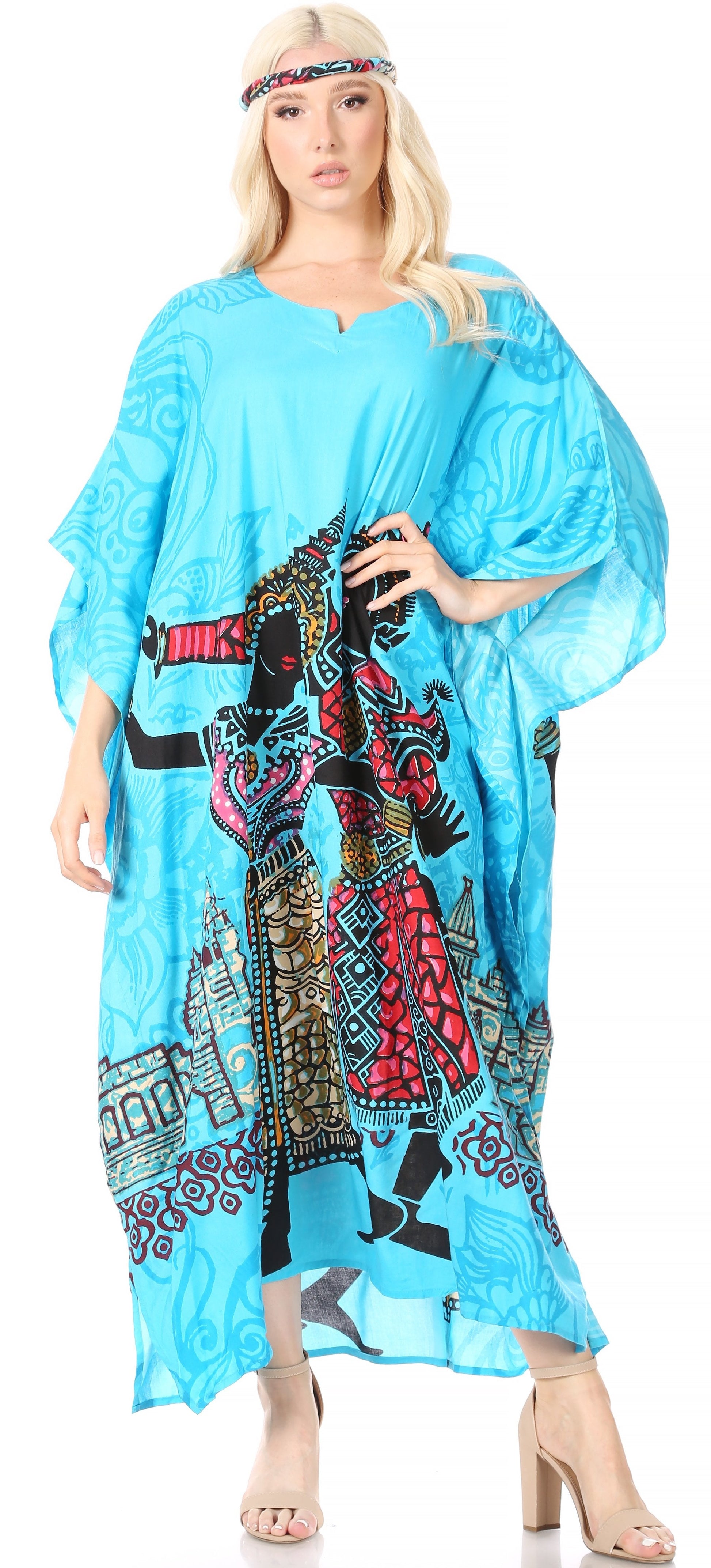 Sakkas Mera Women's Long Loose Short Sleeve Summer Casual Caftan Kaftan Dress - Concordia Style Boutique