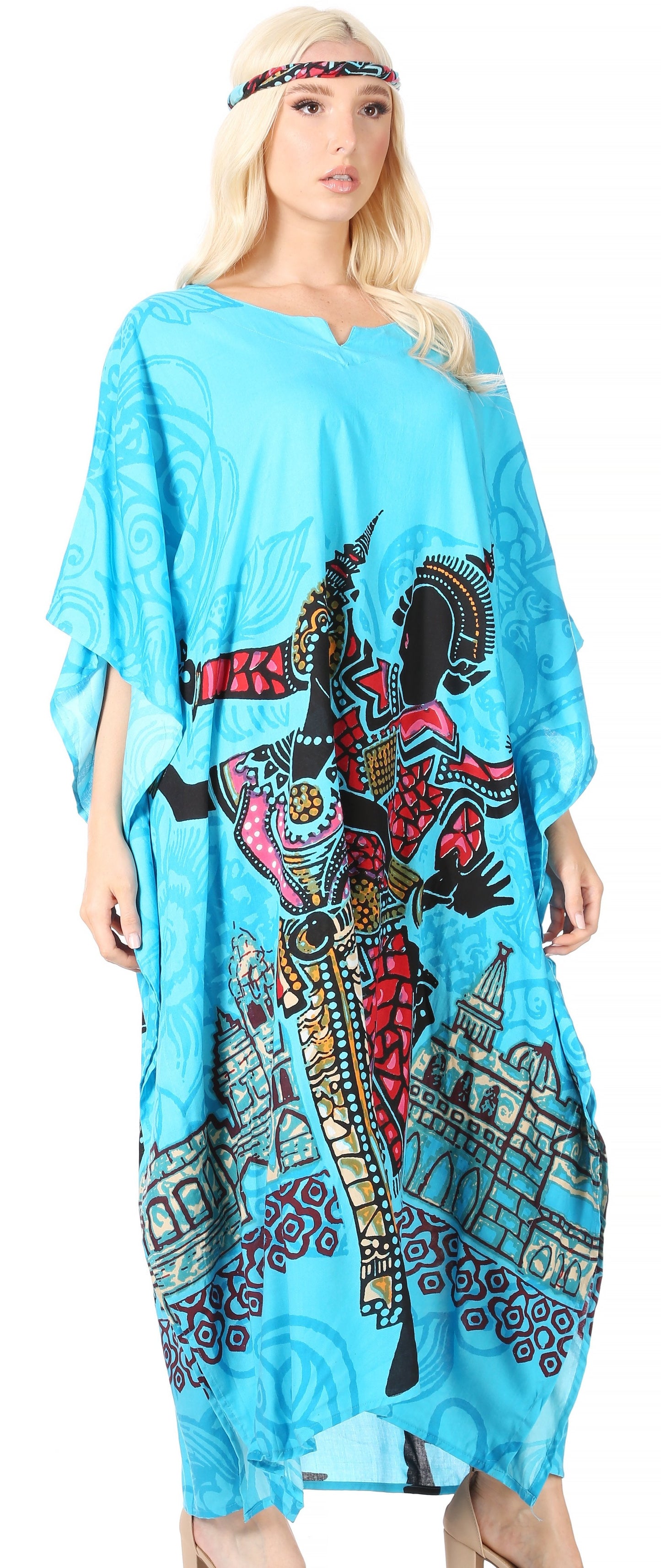 Sakkas Mera Women's Long Loose Short Sleeve Summer Casual Caftan Kaftan Dress - Concordia Style Boutique