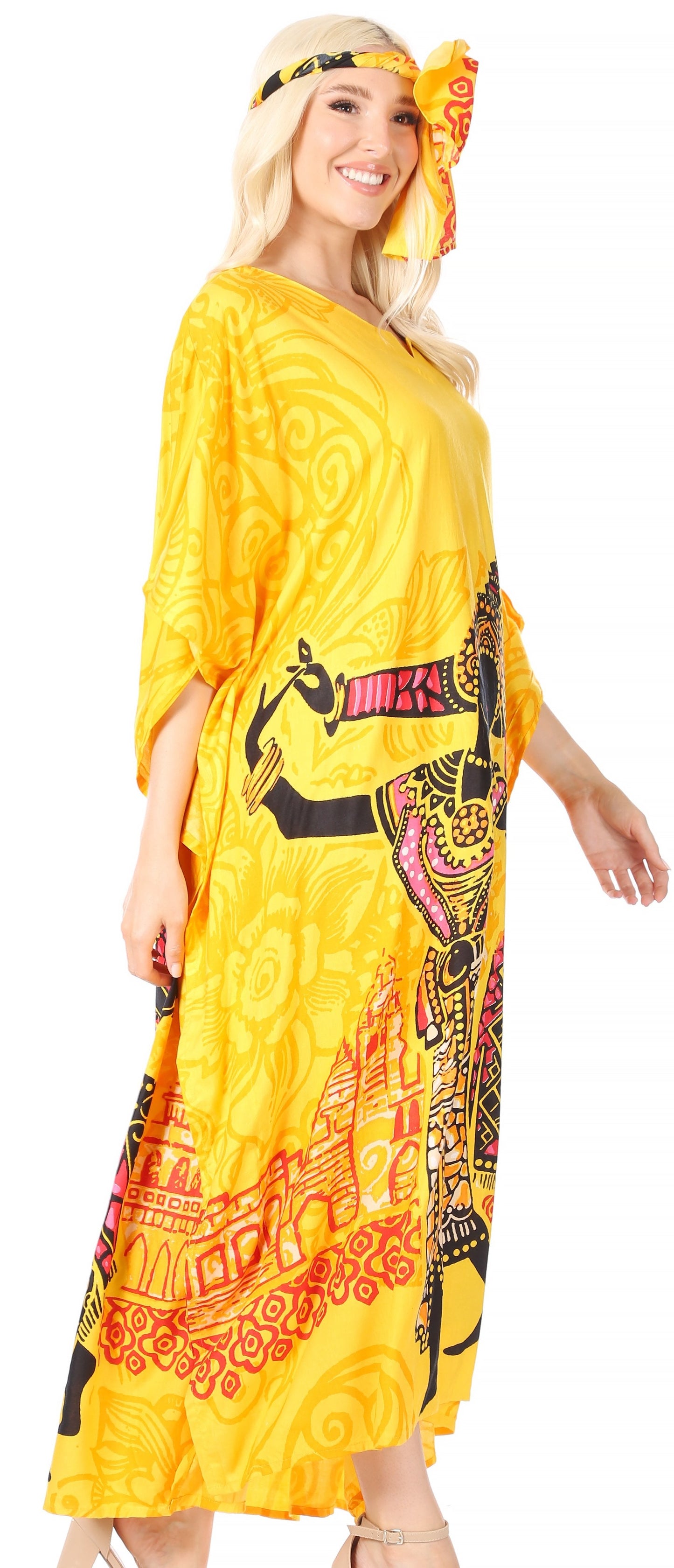 Sakkas Mera Women's Long Loose Short Sleeve Summer Casual Caftan Kaftan Dress - Concordia Style Boutique