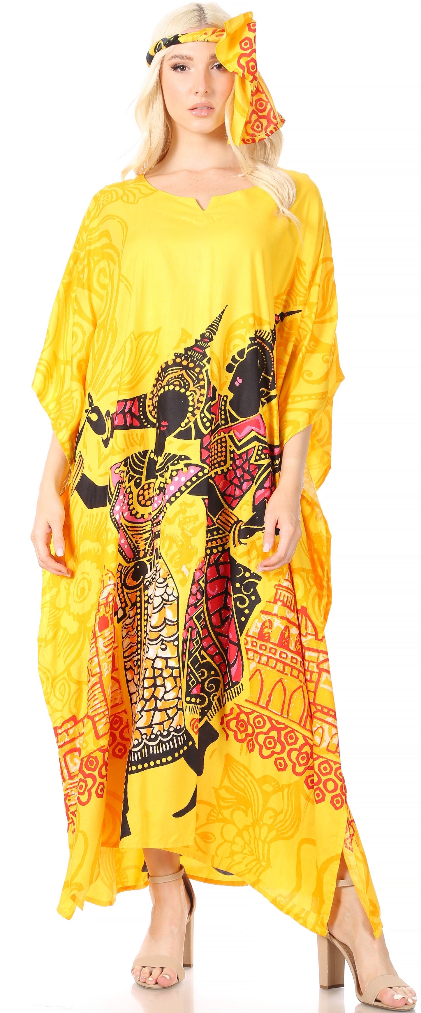 Sakkas Mera Women's Long Loose Short Sleeve Summer Casual Caftan Kaftan Dress - Concordia Style Boutique