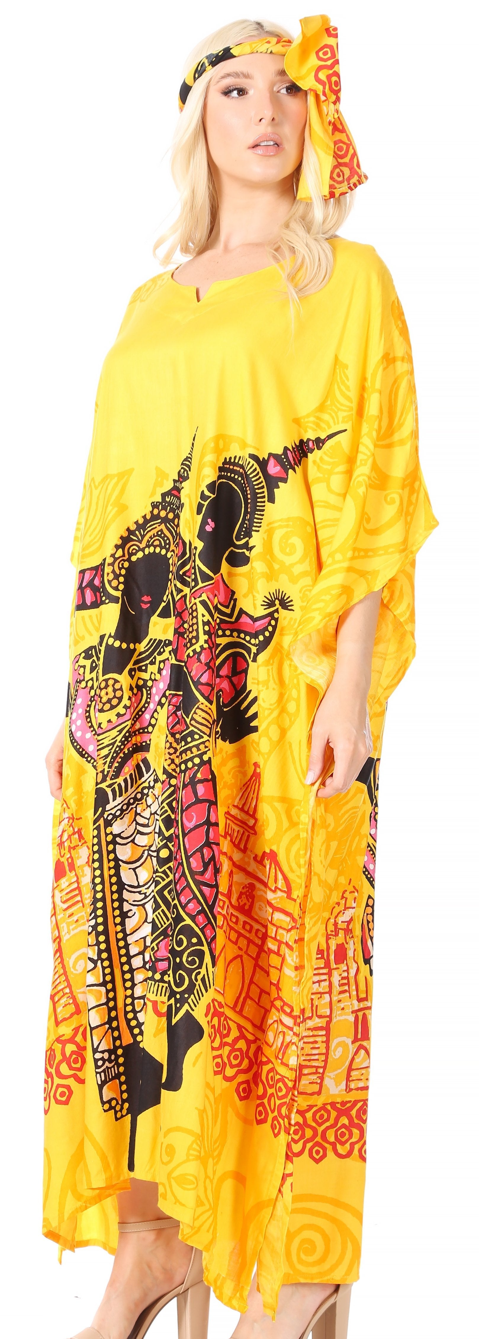 Sakkas Mera Women's Long Loose Short Sleeve Summer Casual Caftan Kaftan Dress - Concordia Style Boutique