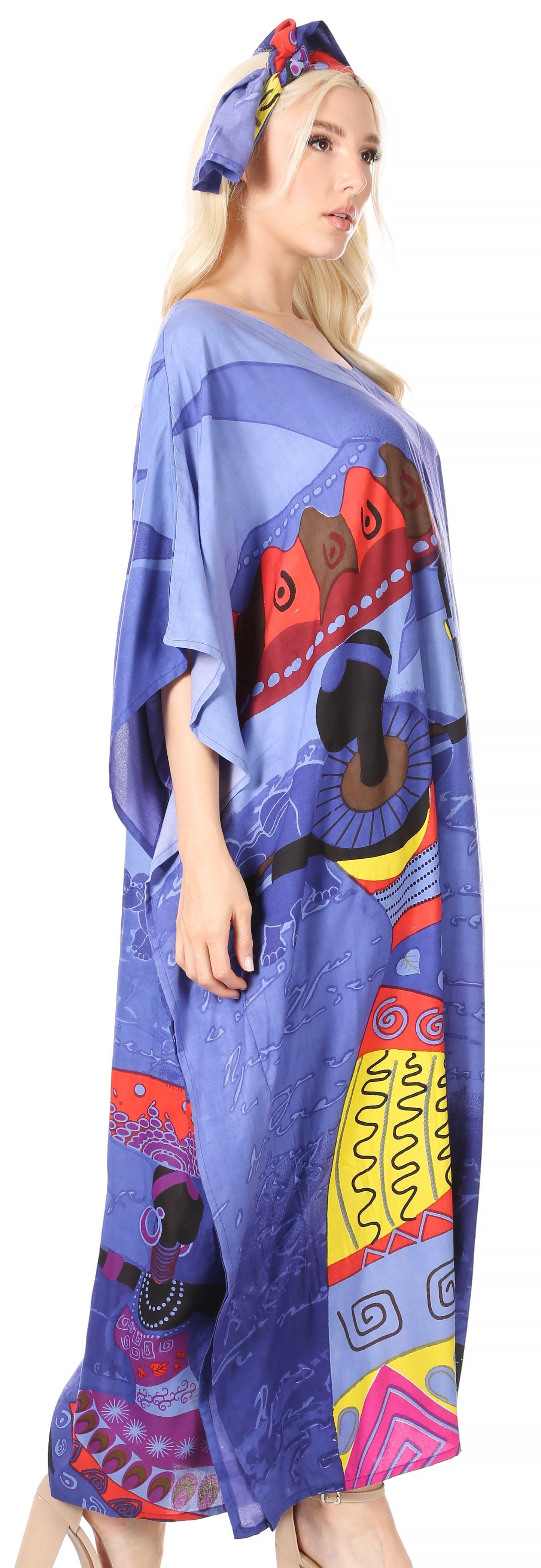 Sakkas Mera Women's Long Loose Short Sleeve Summer Casual Caftan Kaftan Dress - Concordia Style Boutique